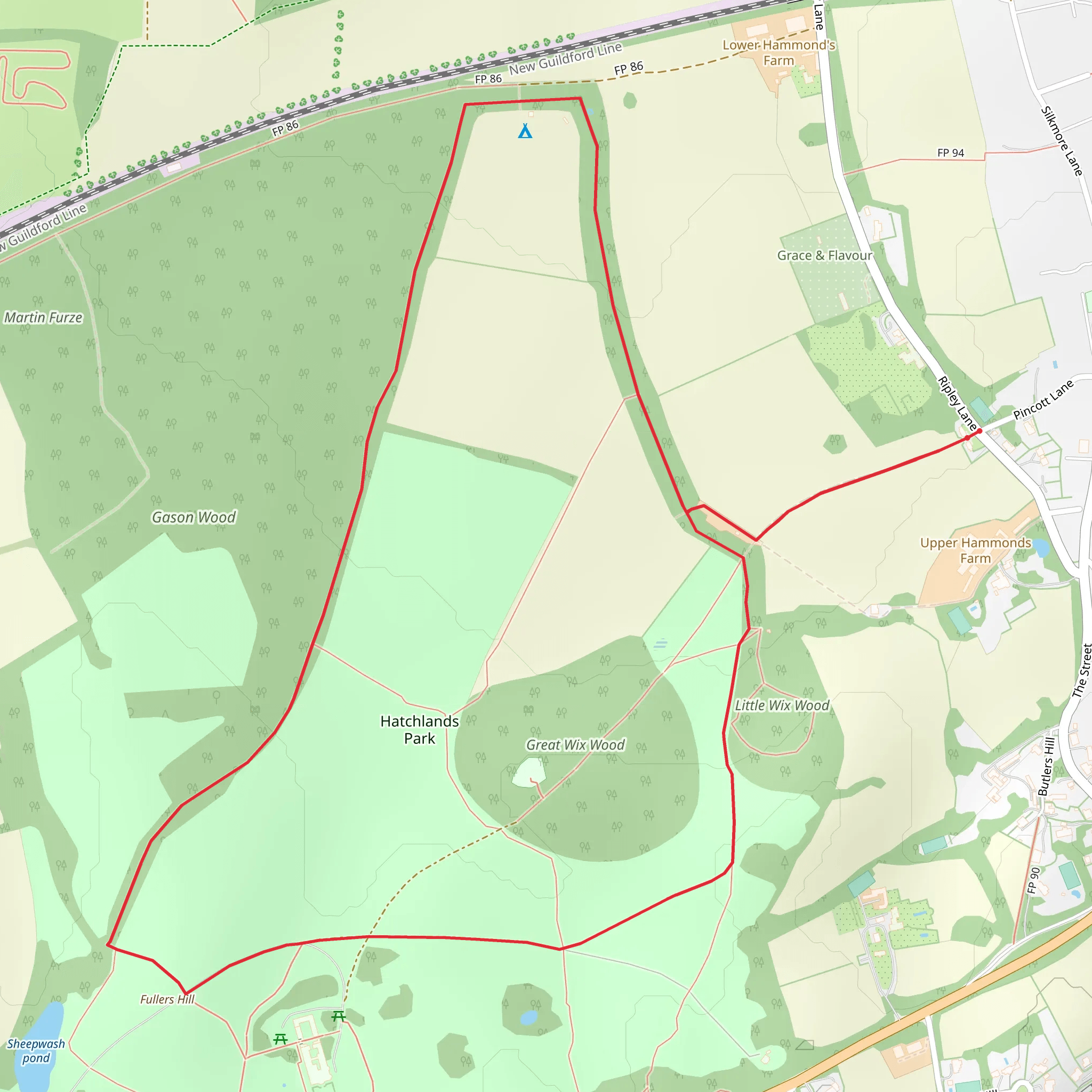 Hatchlands Park Loop mobile static map