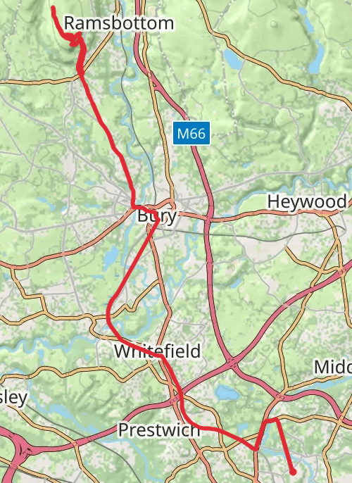 Hike on Hike from Holcombe brook/bull hill/crowtorn/back mobile static map