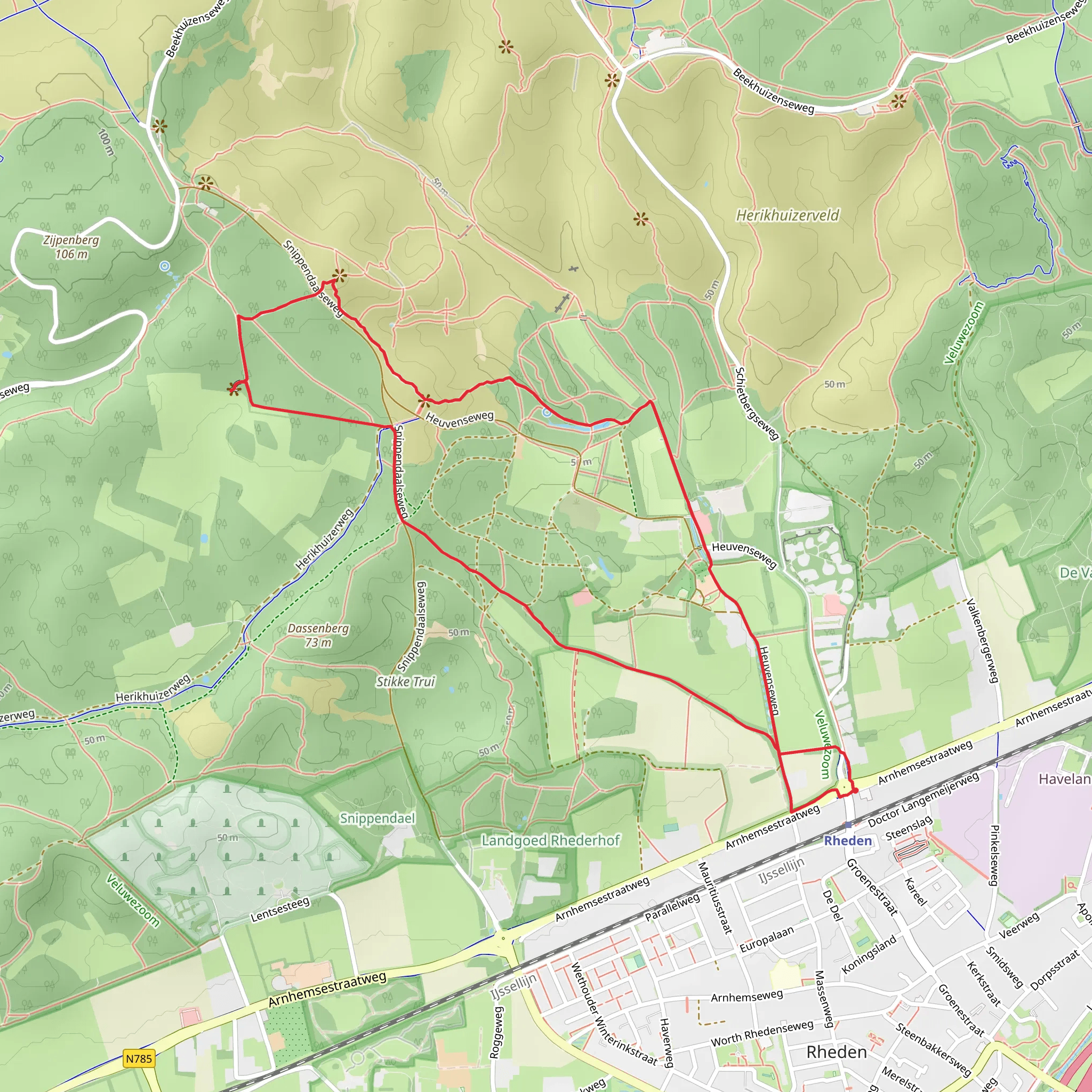 Kraaijenberg and Landgoed Heuven Loop mobile static map