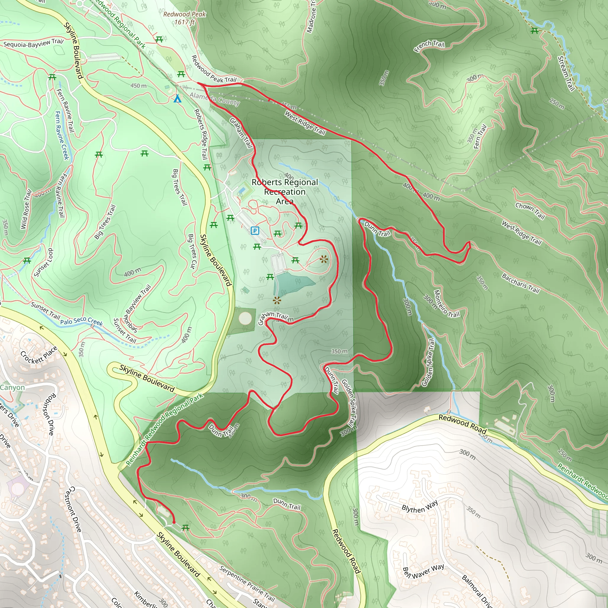 Dunn, West Ridge and Graham Loop Trail mobile static map
