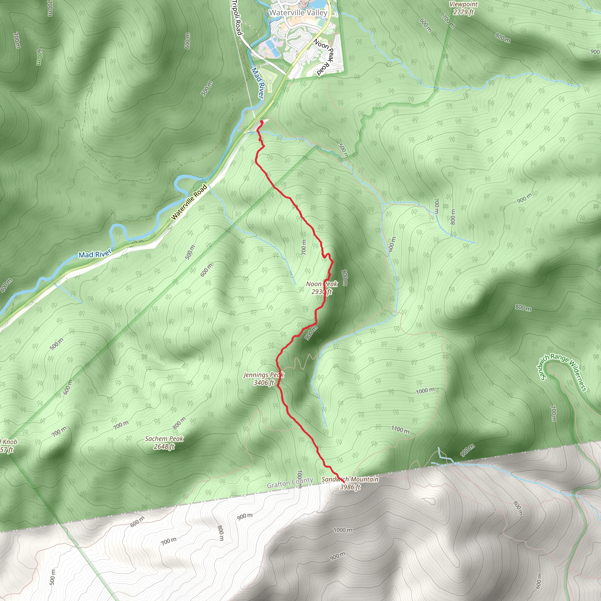 Sandwich Mountain Trail mobile static map