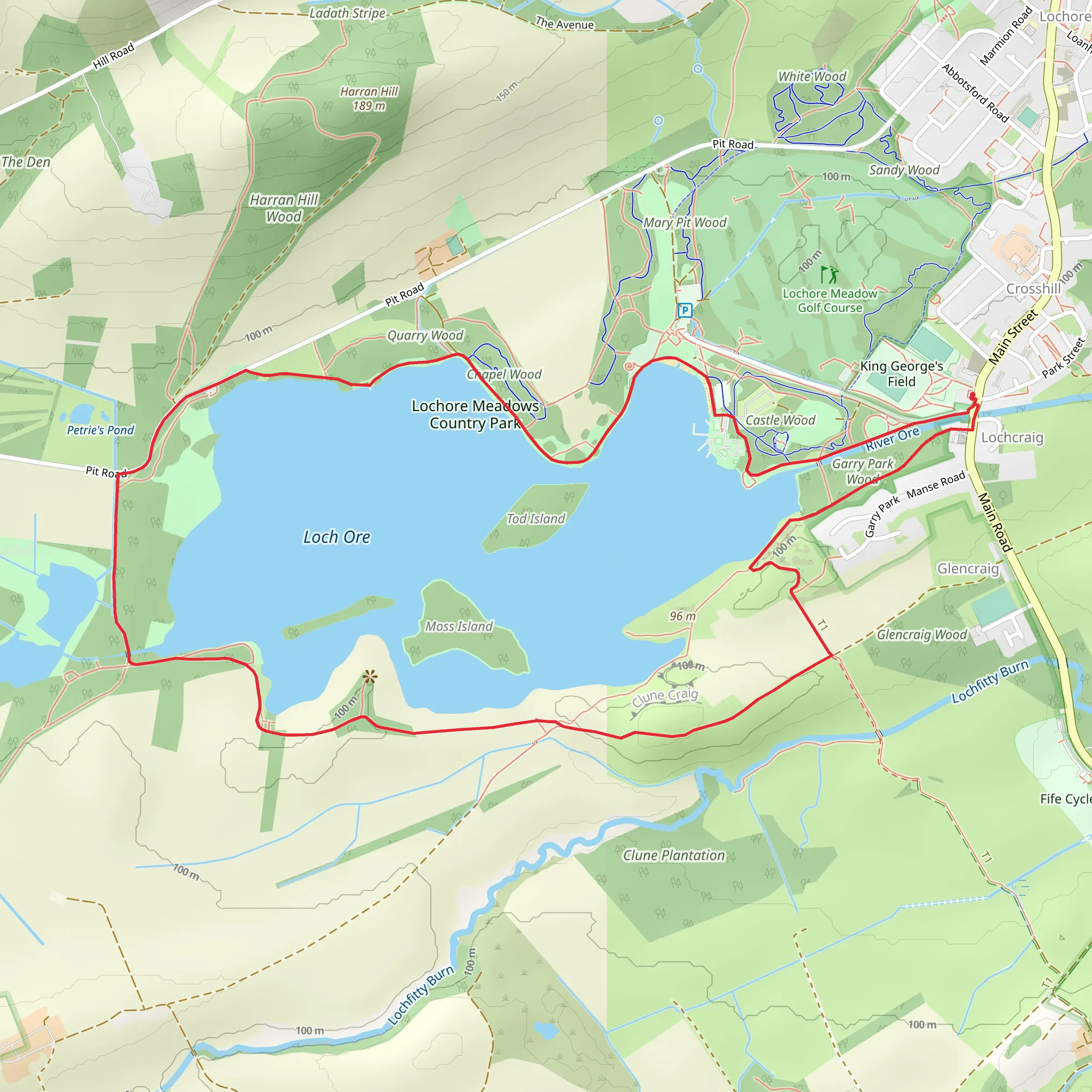 Lochore Meadows Country Park Loop mobile static map