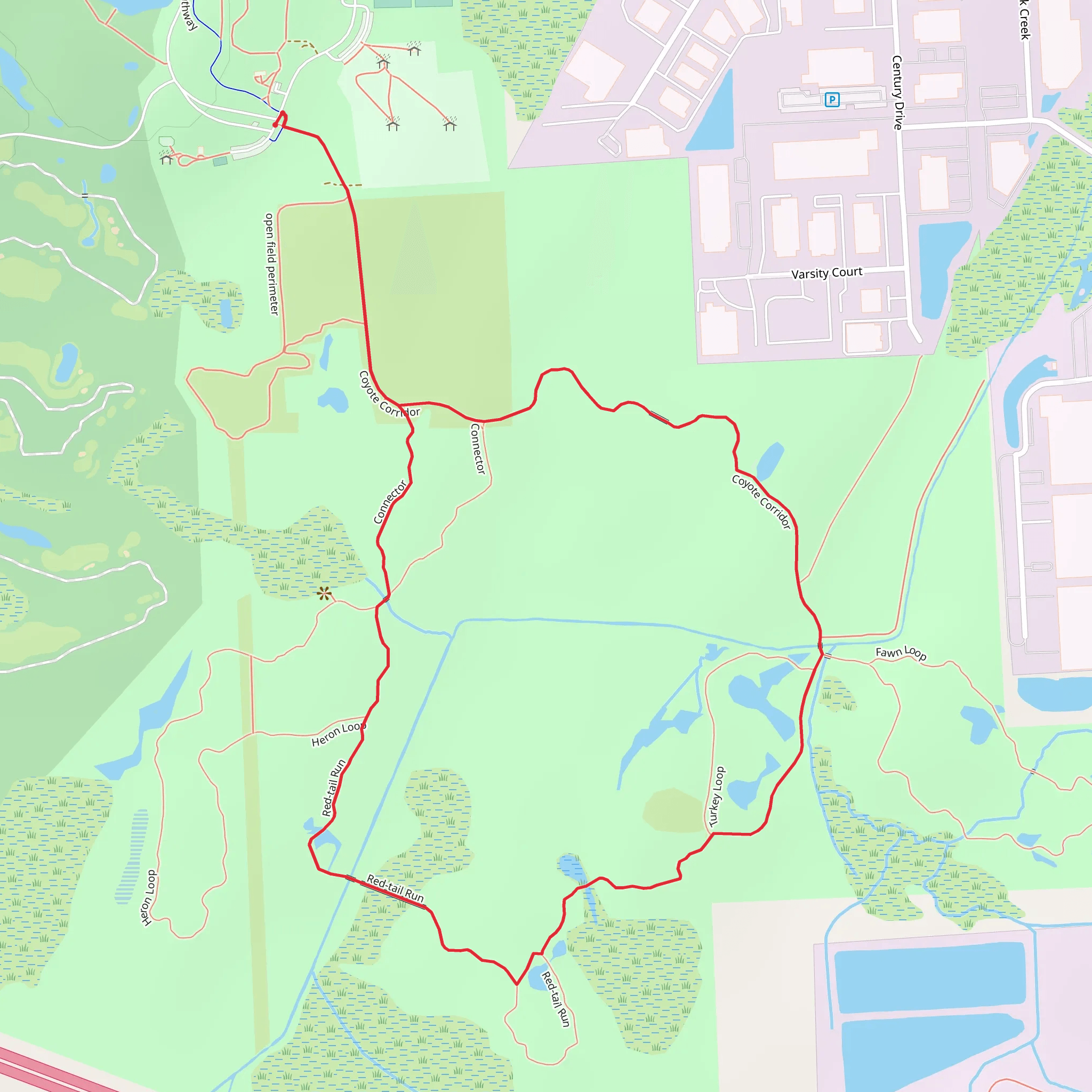 Coyote Corridor and Red Trail Run Loop mobile static map