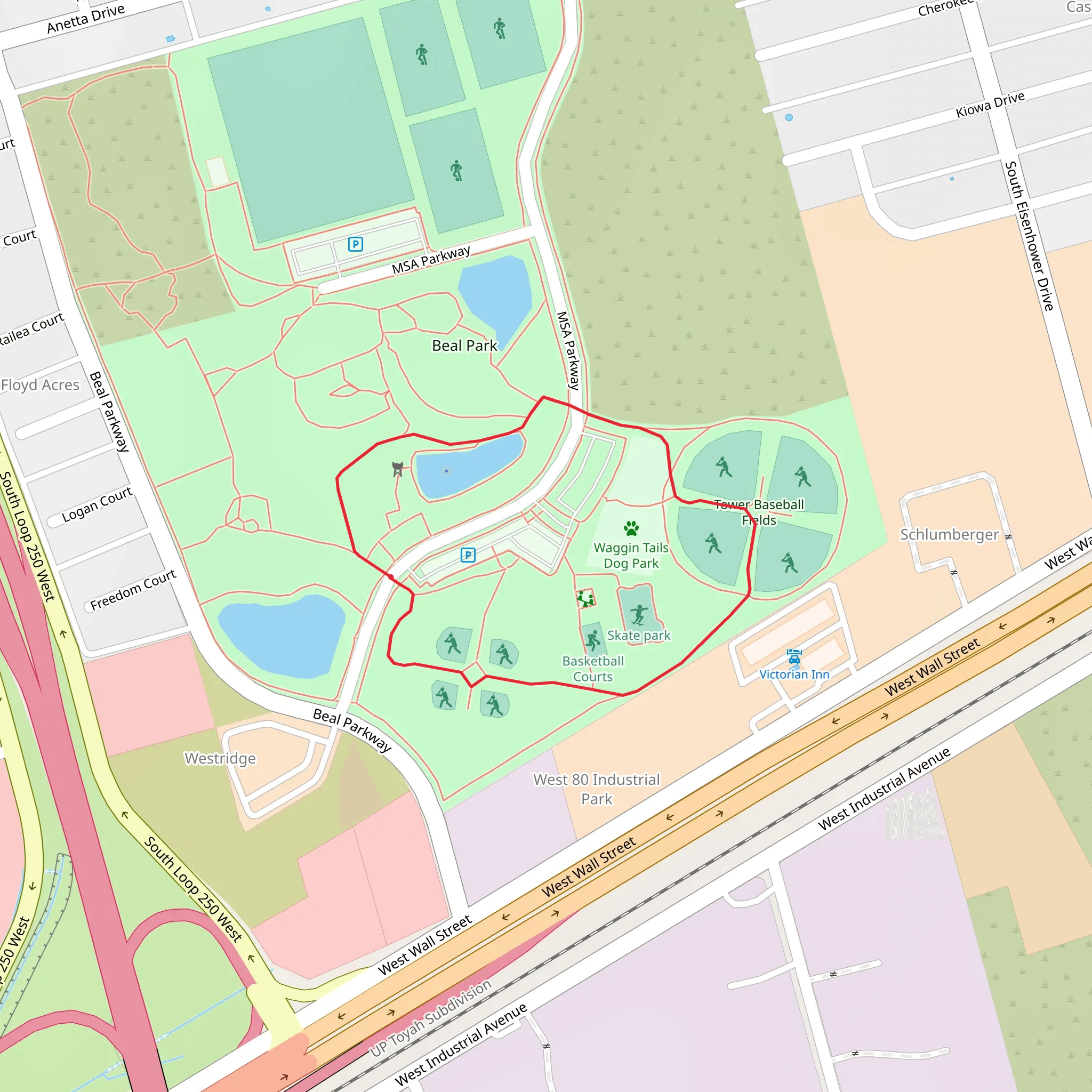 Skate and Beal Park Loop mobile static map