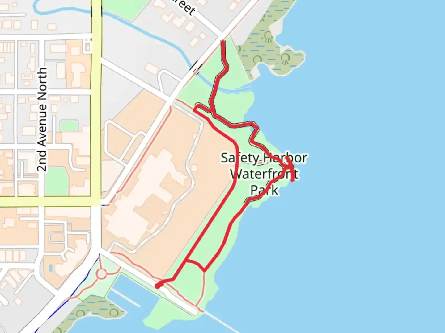 An image depicting the trail Safety Harbor Waterfront Park Loop and its surrounding area.