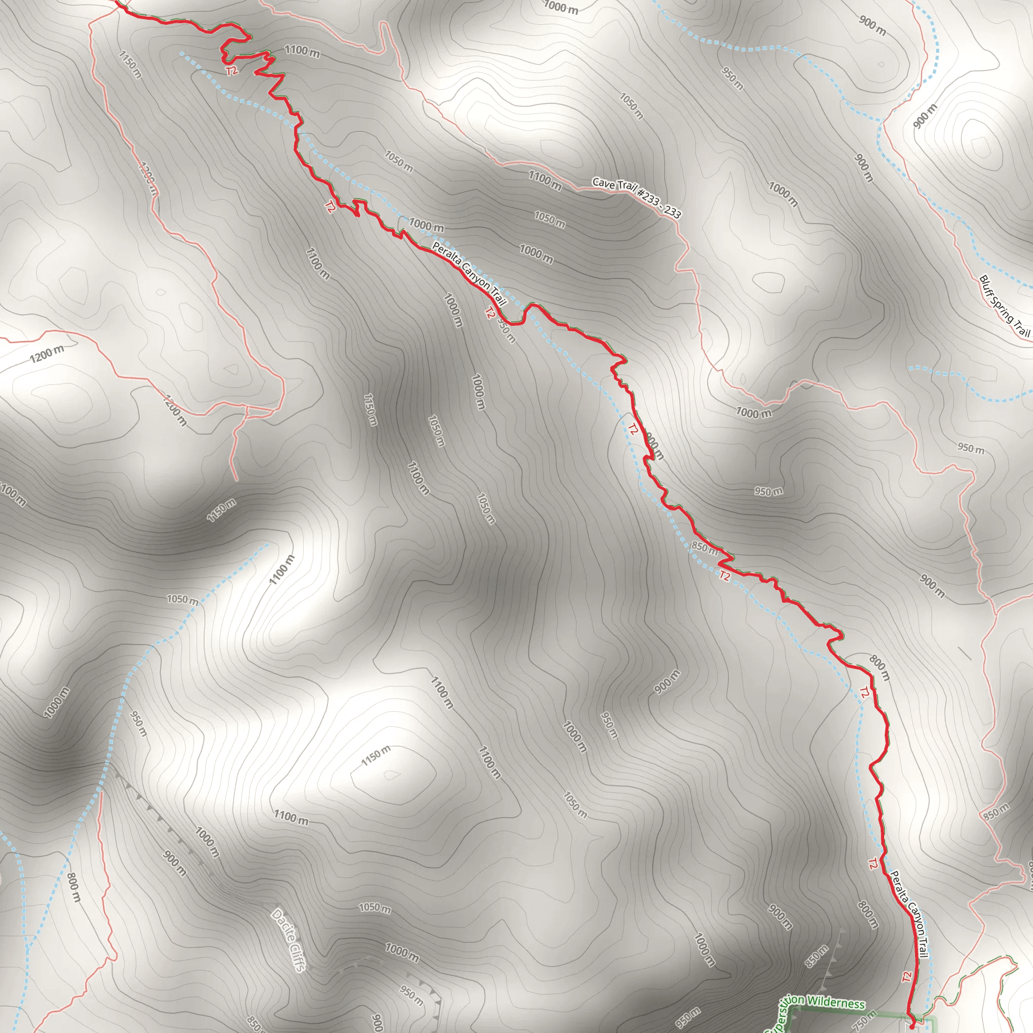 Fremont Saddle via Peralta Canyon Trail mobile static map