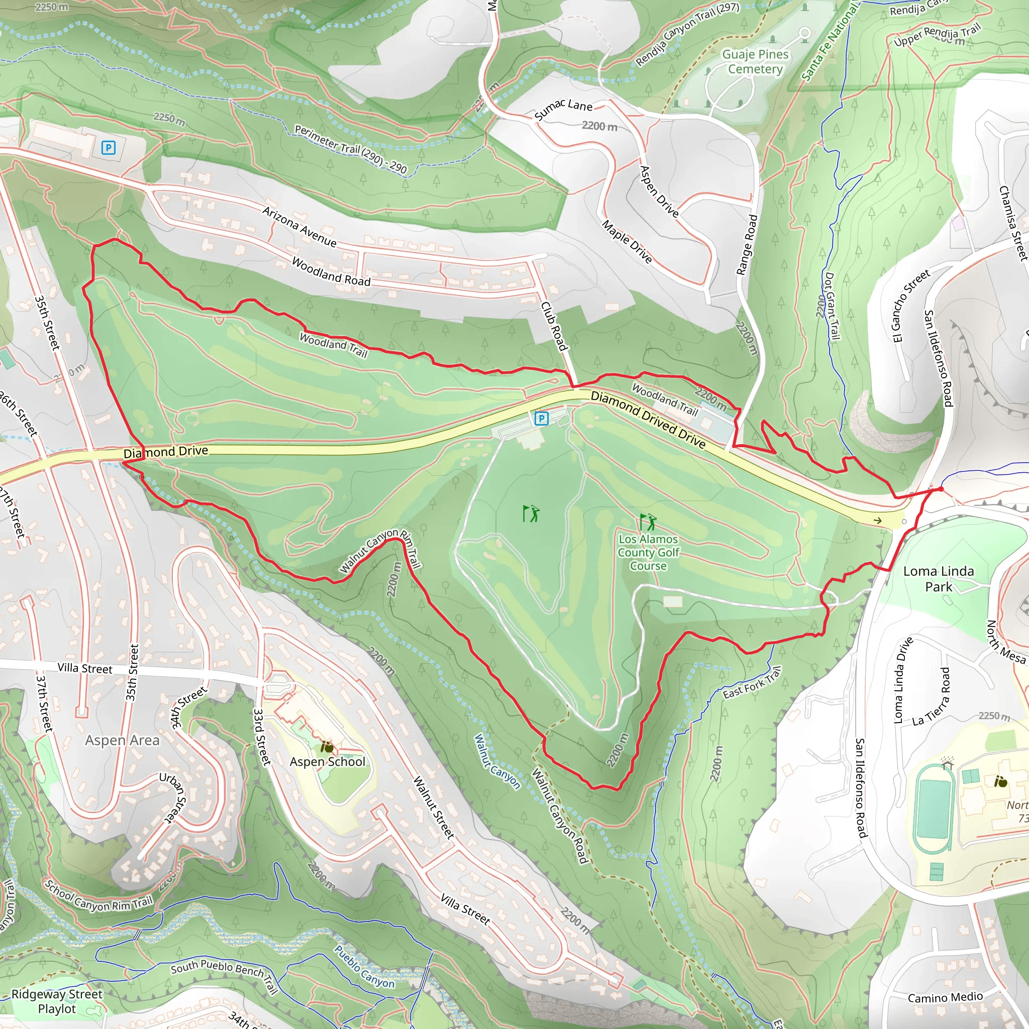 Woodland and Walnut Canyon Rim Loop Trail mobile static map