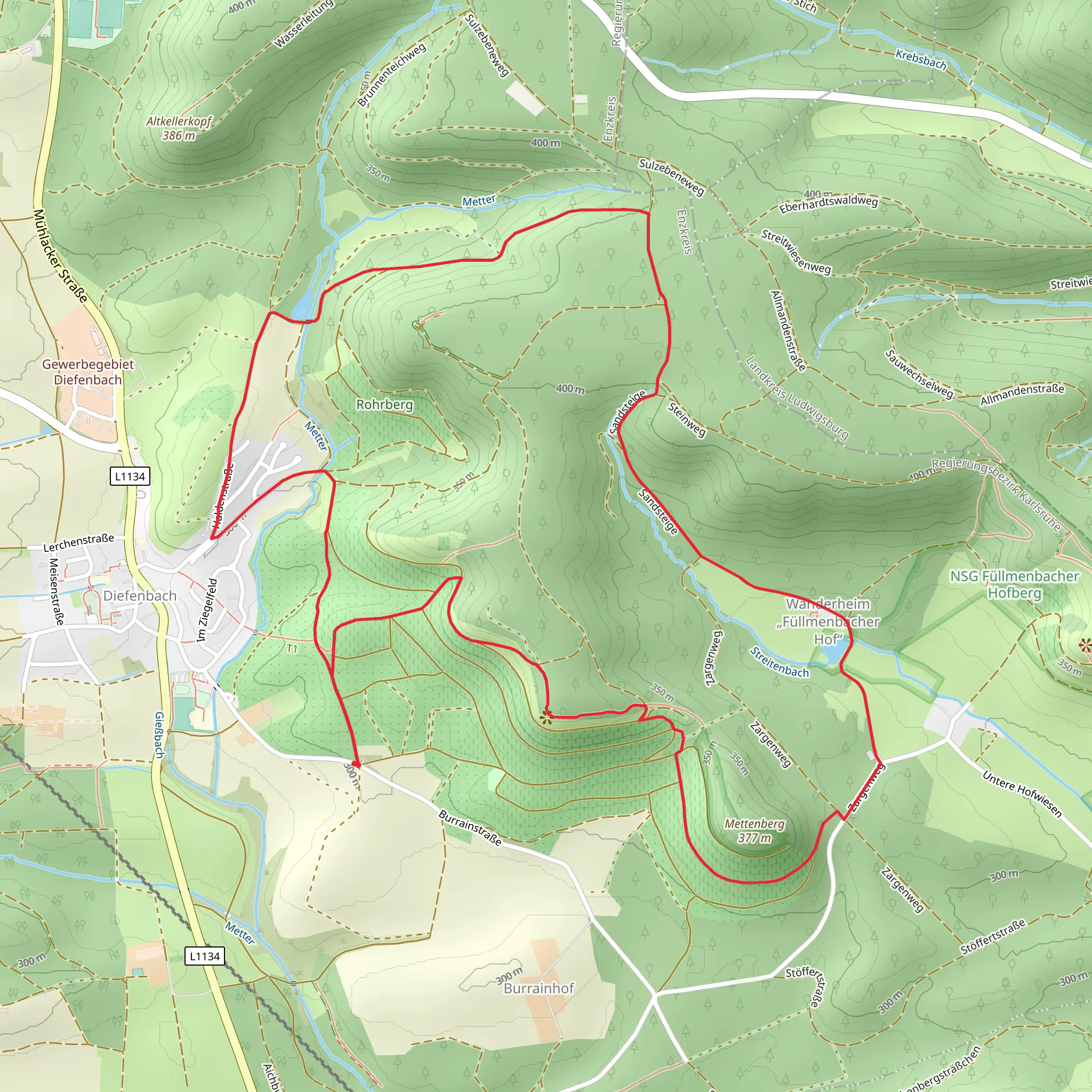 Blauer Punkt and Zargenweg mobile static map