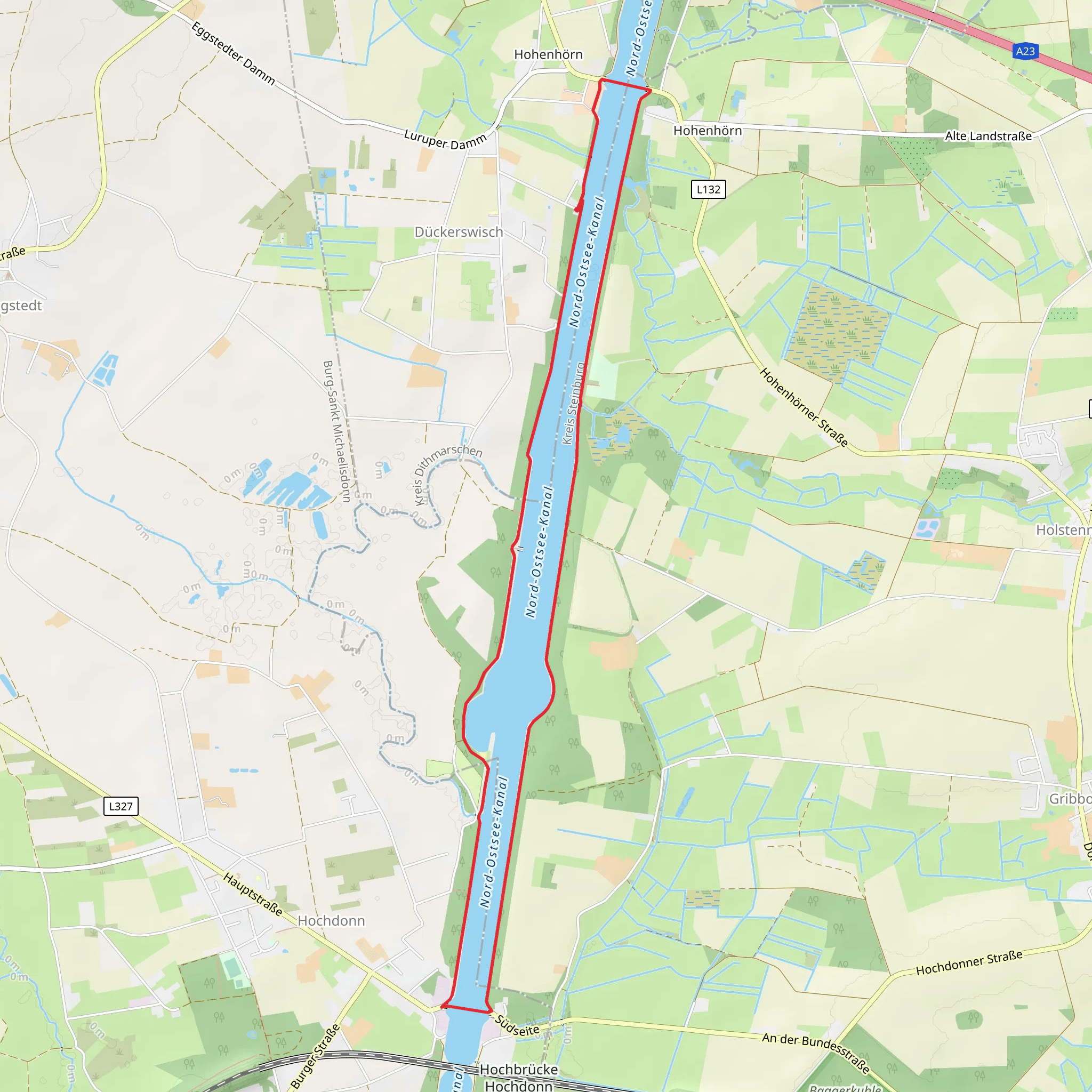 Nord Ostsee Kanal via Wanderweg 3 mobile static map