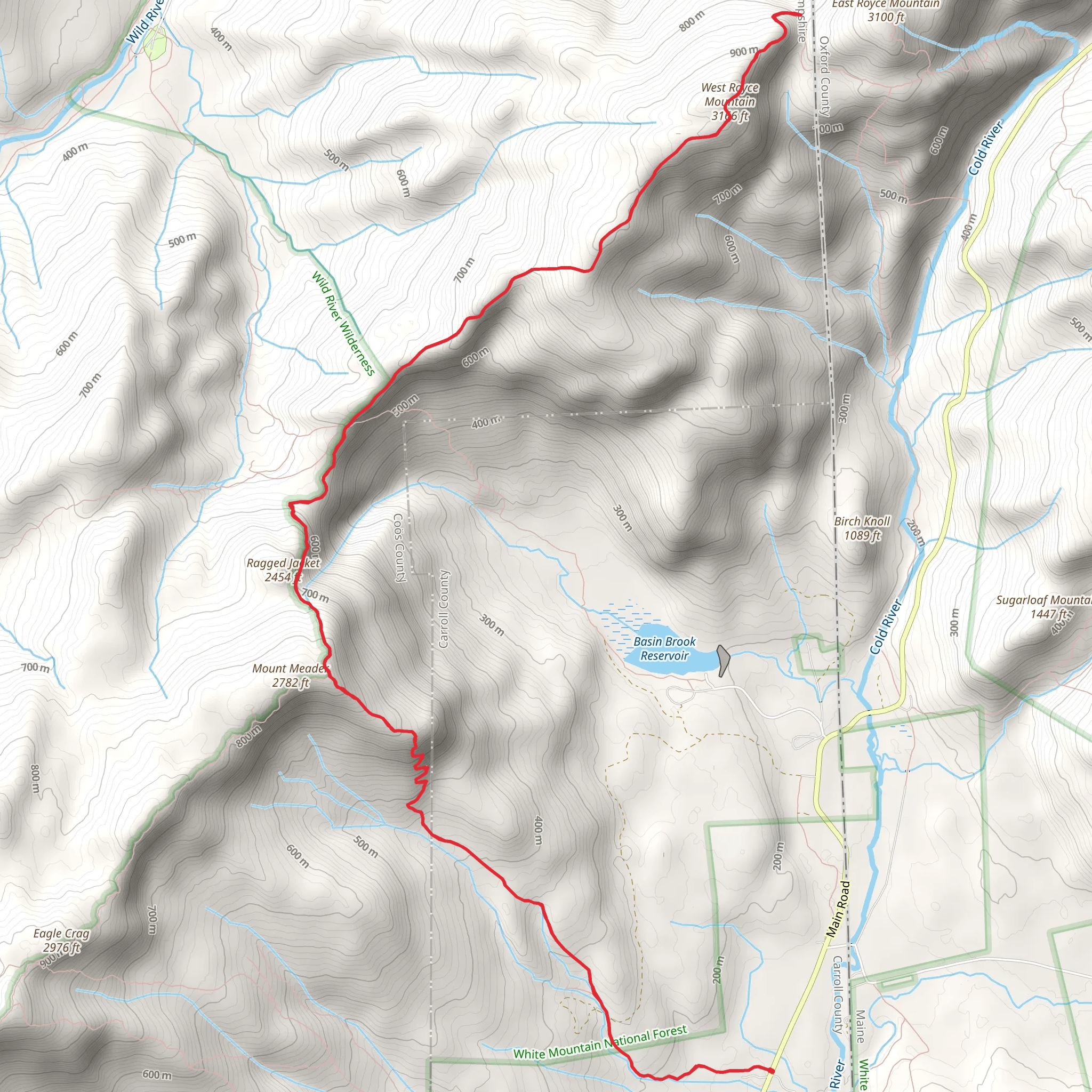 Basin Rim Trail via Mount Meader Trail mobile static map