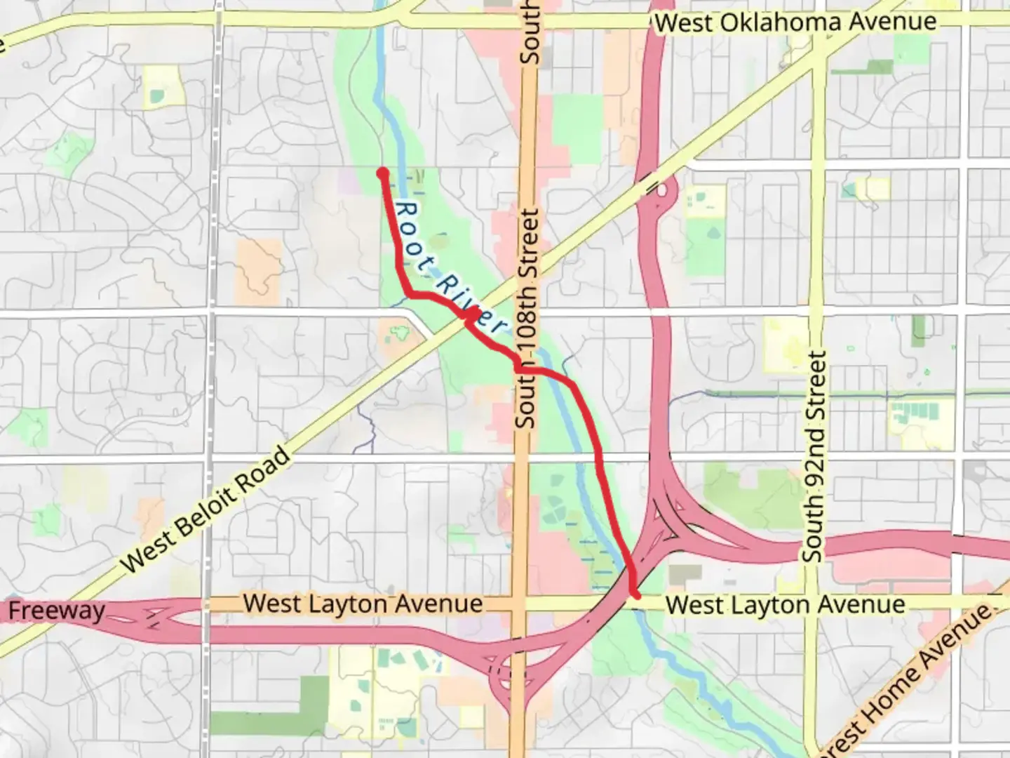 An image depicting the trail Walk along Root River and its surrounding area.