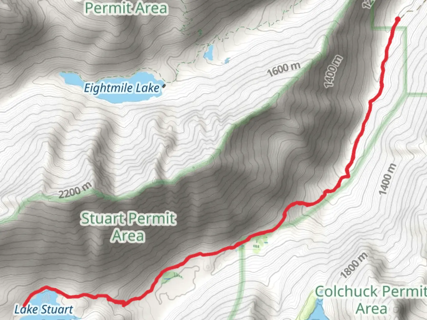 An image depicting the trail Lake Stuart Trail and its surrounding area.