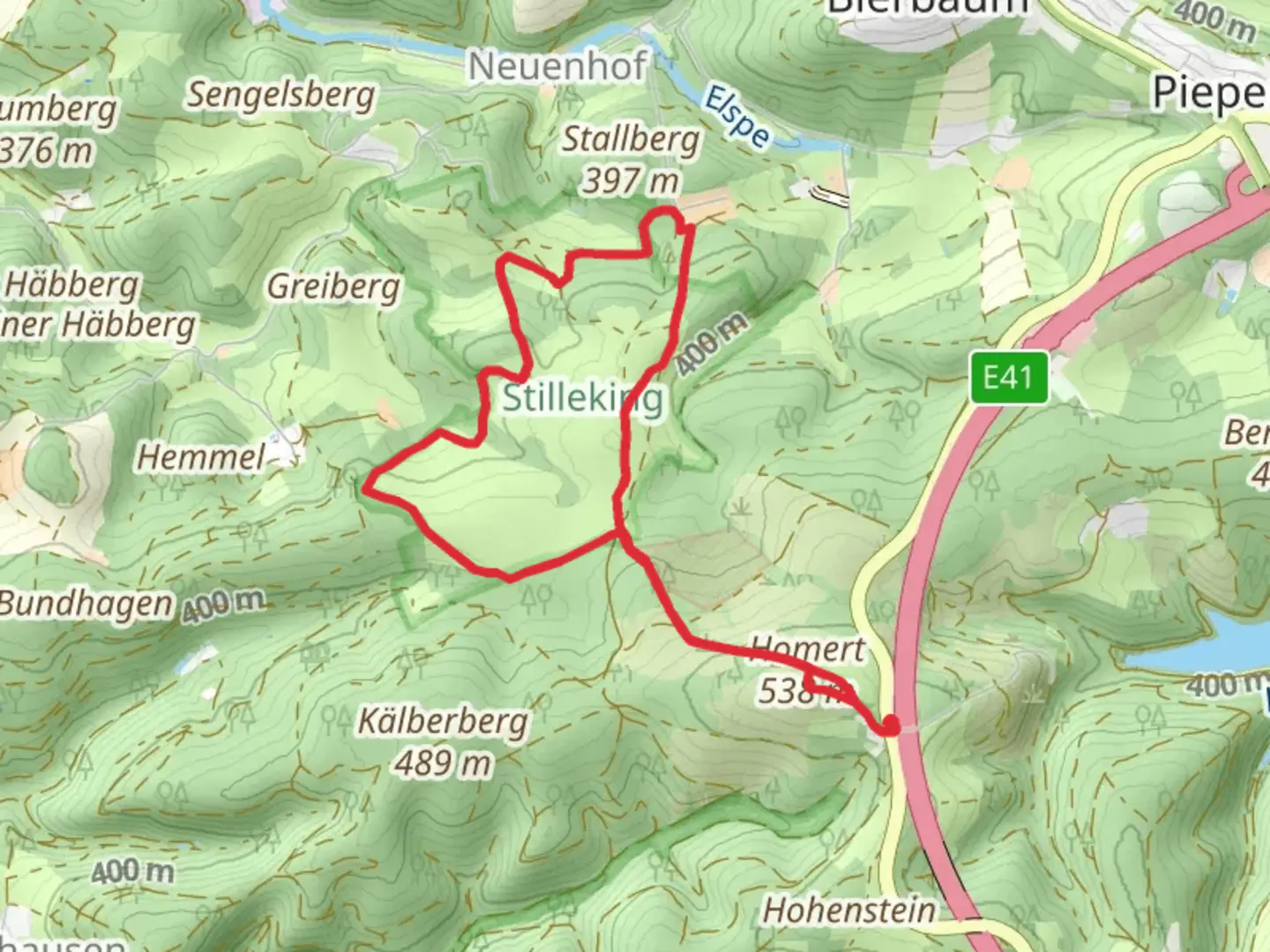 An image depicting the trail Ochsentour and Pilgerweg Meinerzhagen - E and its surrounding area.