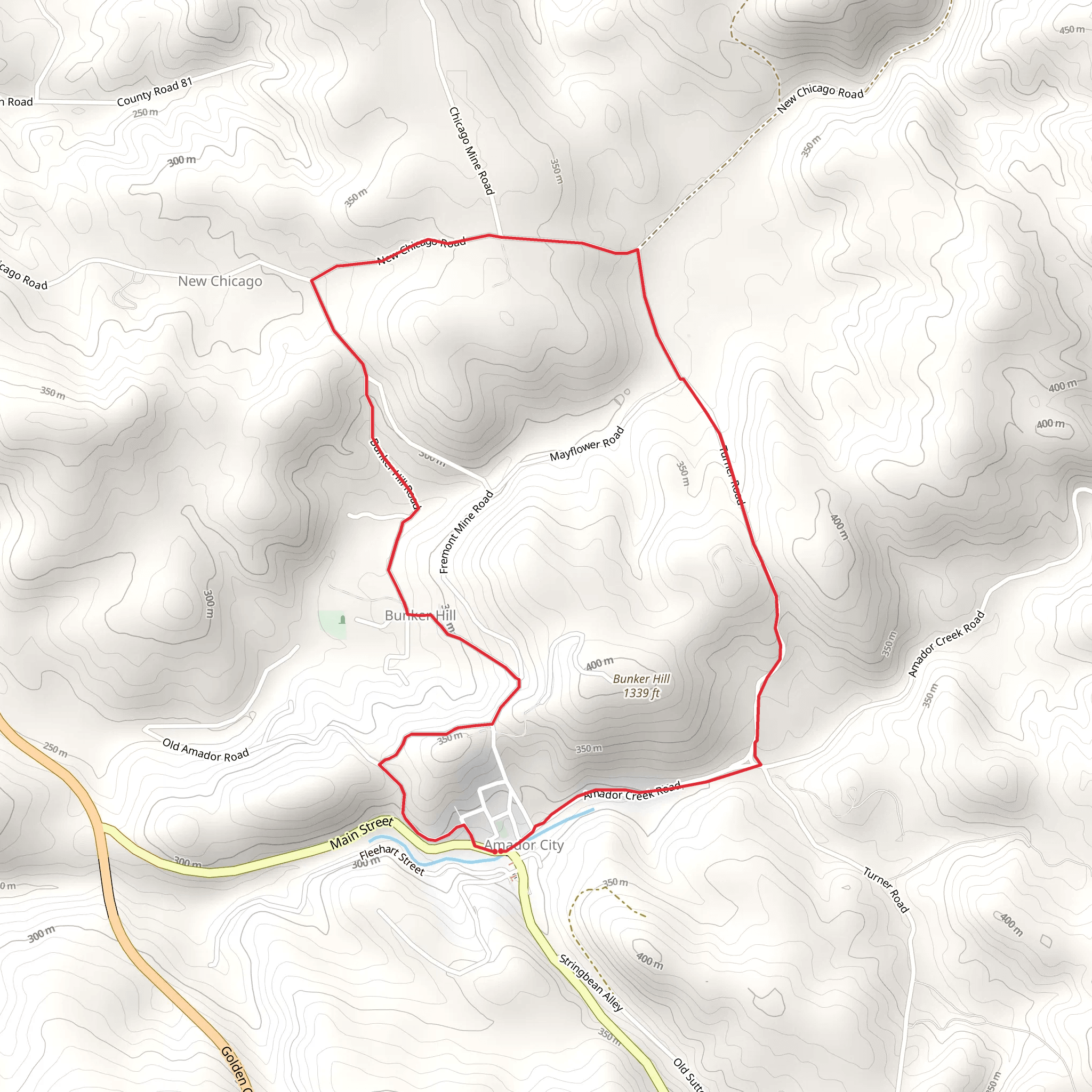 Loop around Bunker Hill mobile static map