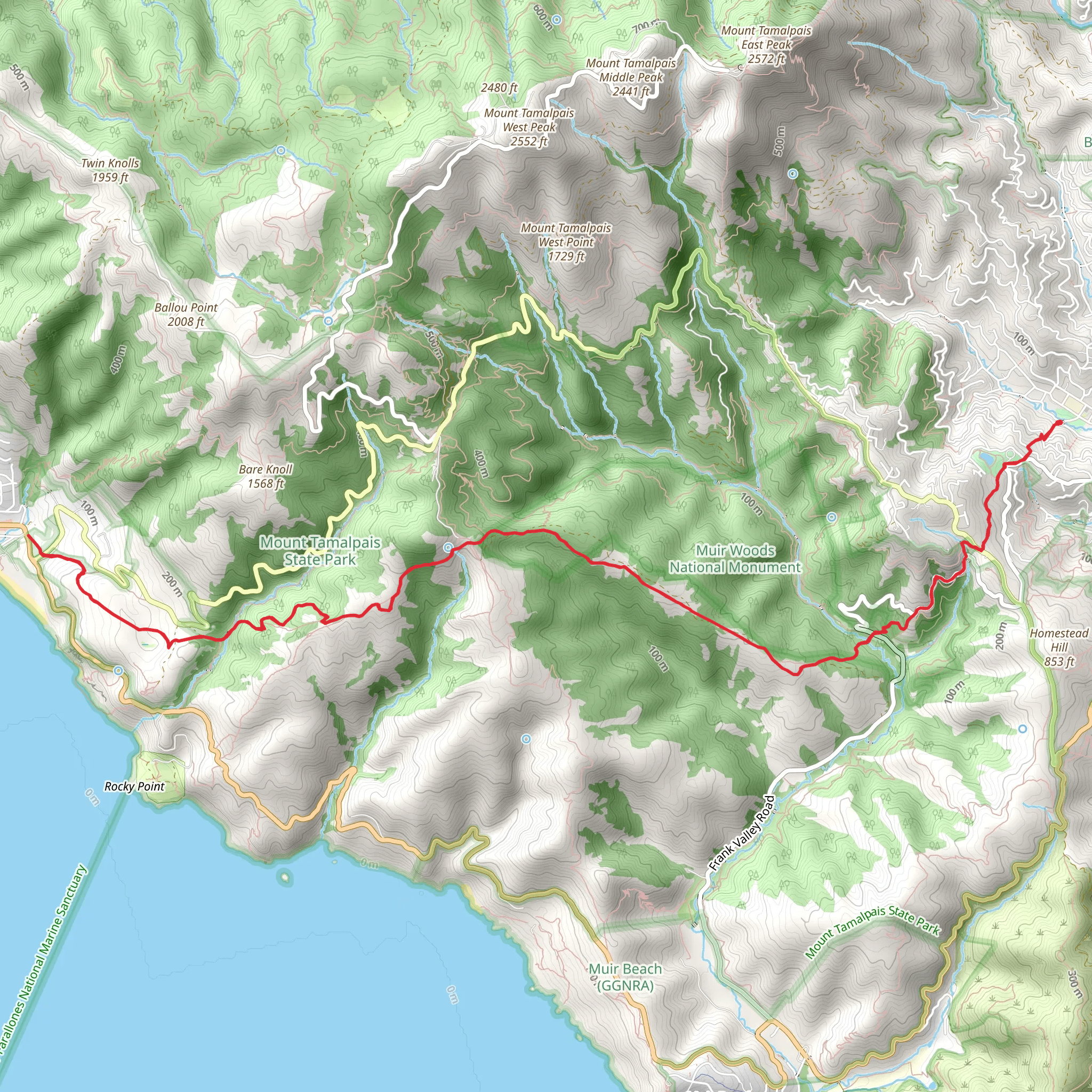 Dipsea Trail from Mill Valley Trailhead mobile static map