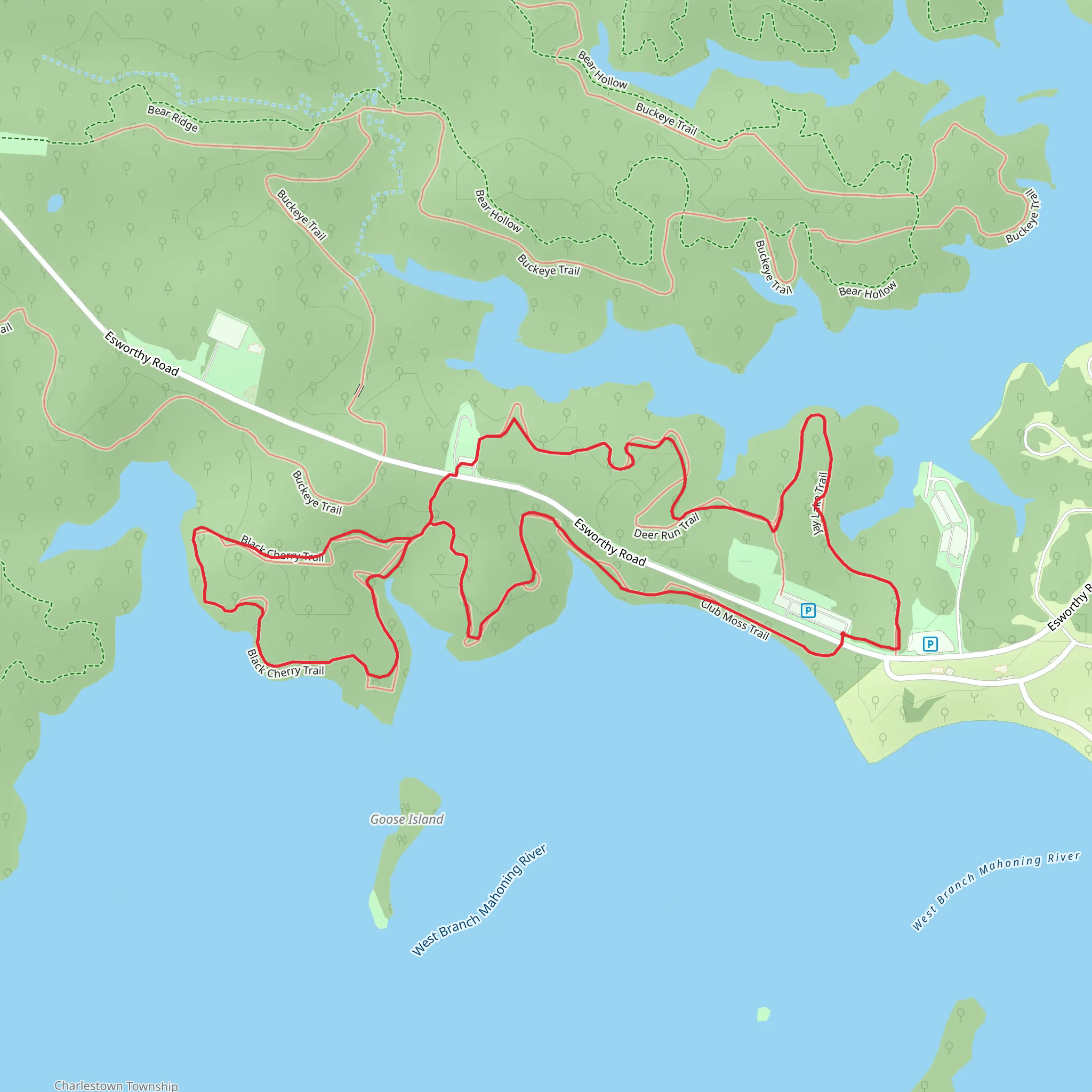 Deer Run and Club Moss Loop Trail mobile static map