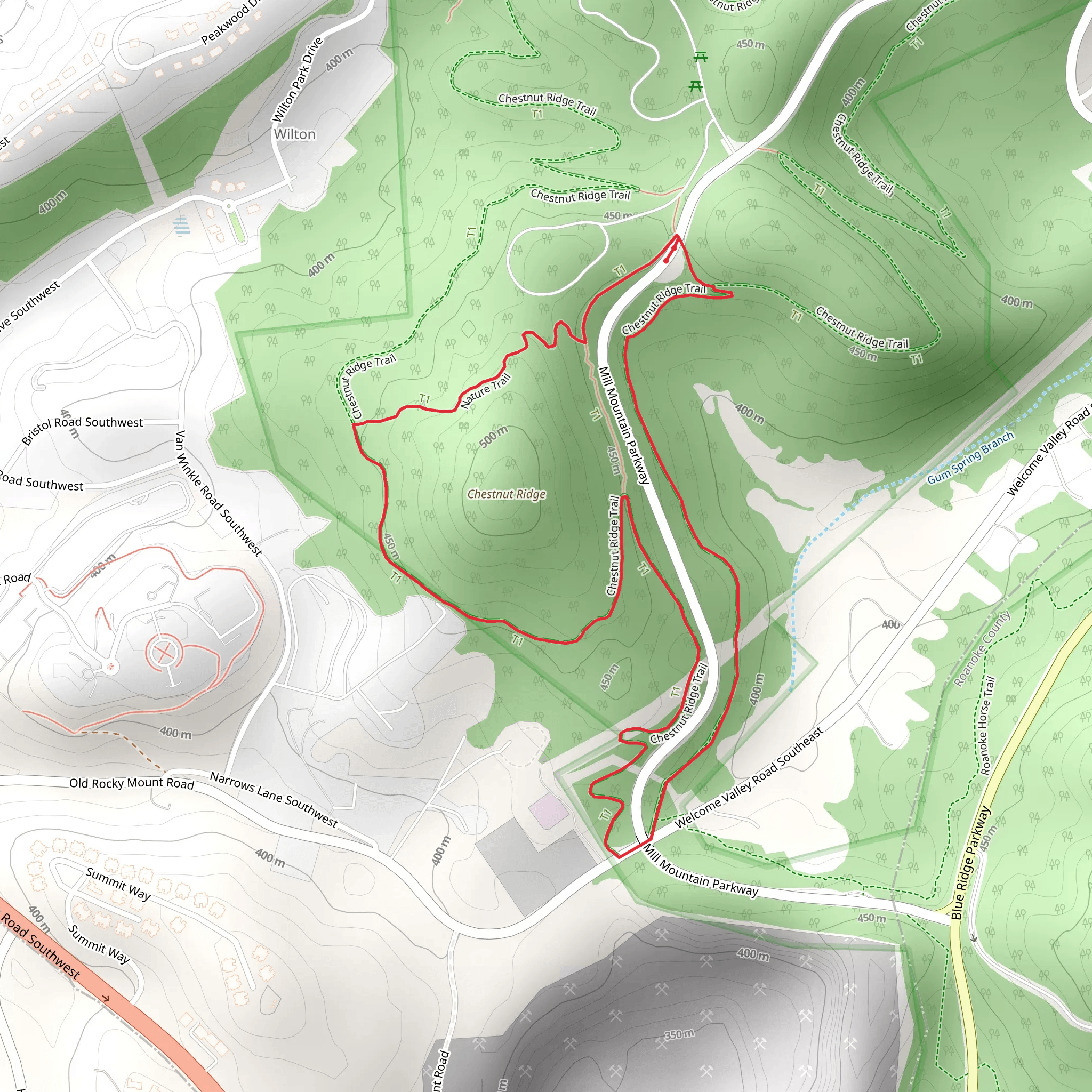 Chestnut Ridge and Fraiter Park Loop mobile static map