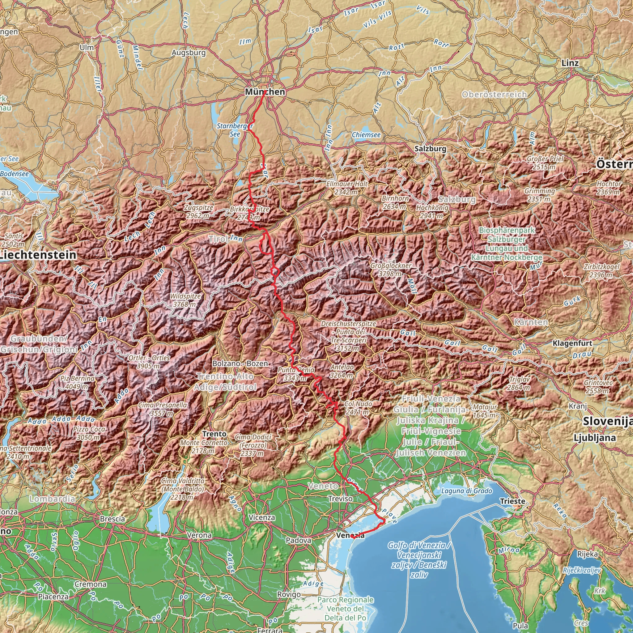 Dream Path - Traumpfad - Munich to Venice mobile static map