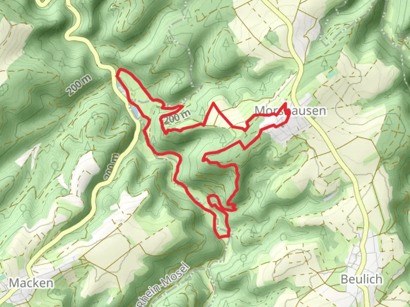 An image depicting the trail Morshausener Eselchen via Traumschleife Murscher Eselsche and its surrounding area.