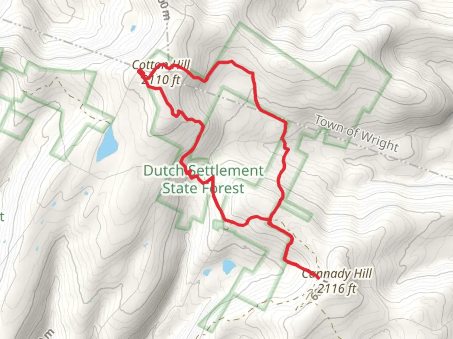 An image depicting the trail Cotton Hill and Cannady Hill Loop and its surrounding area.