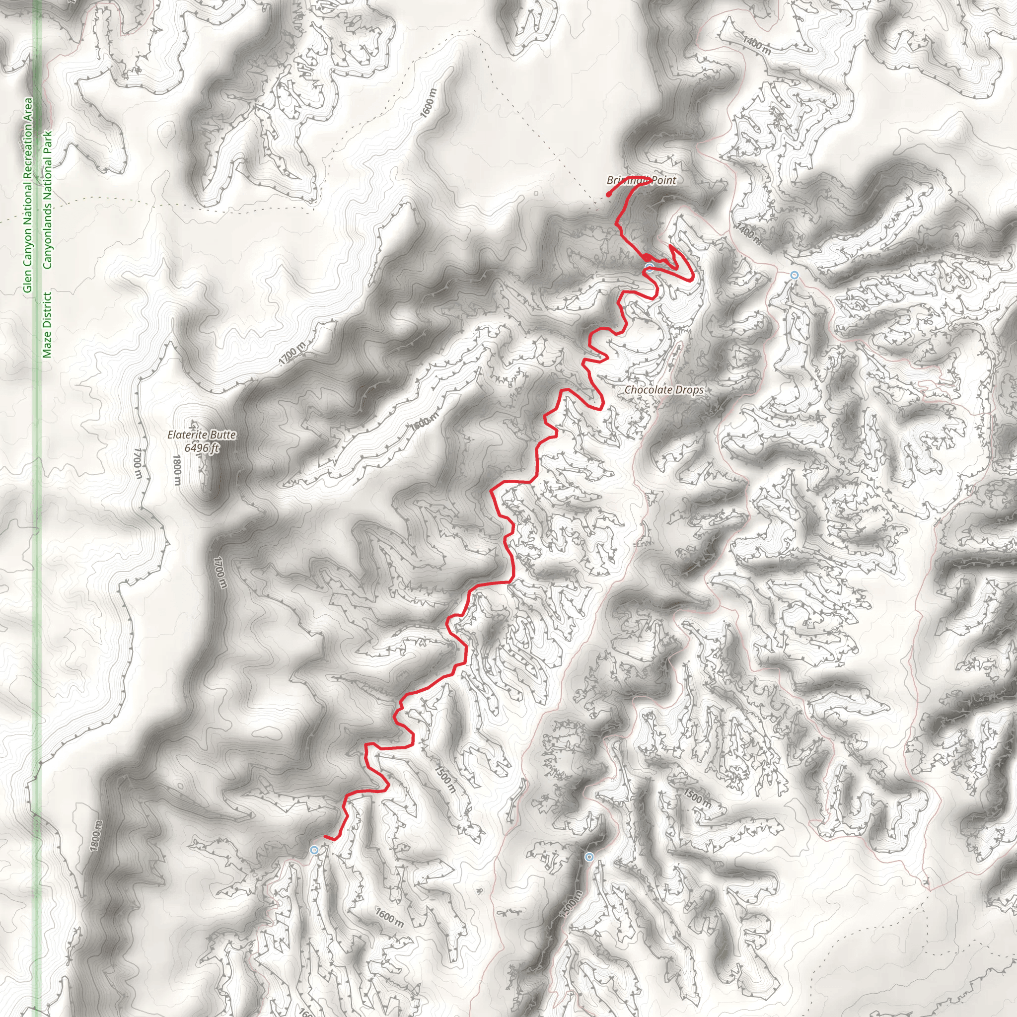 Lower South Fork Trail via Maze Overlook Trail mobile static map