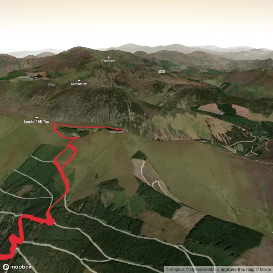 An image depicting the trail Glenmalure- Spinc and its surrounding area.