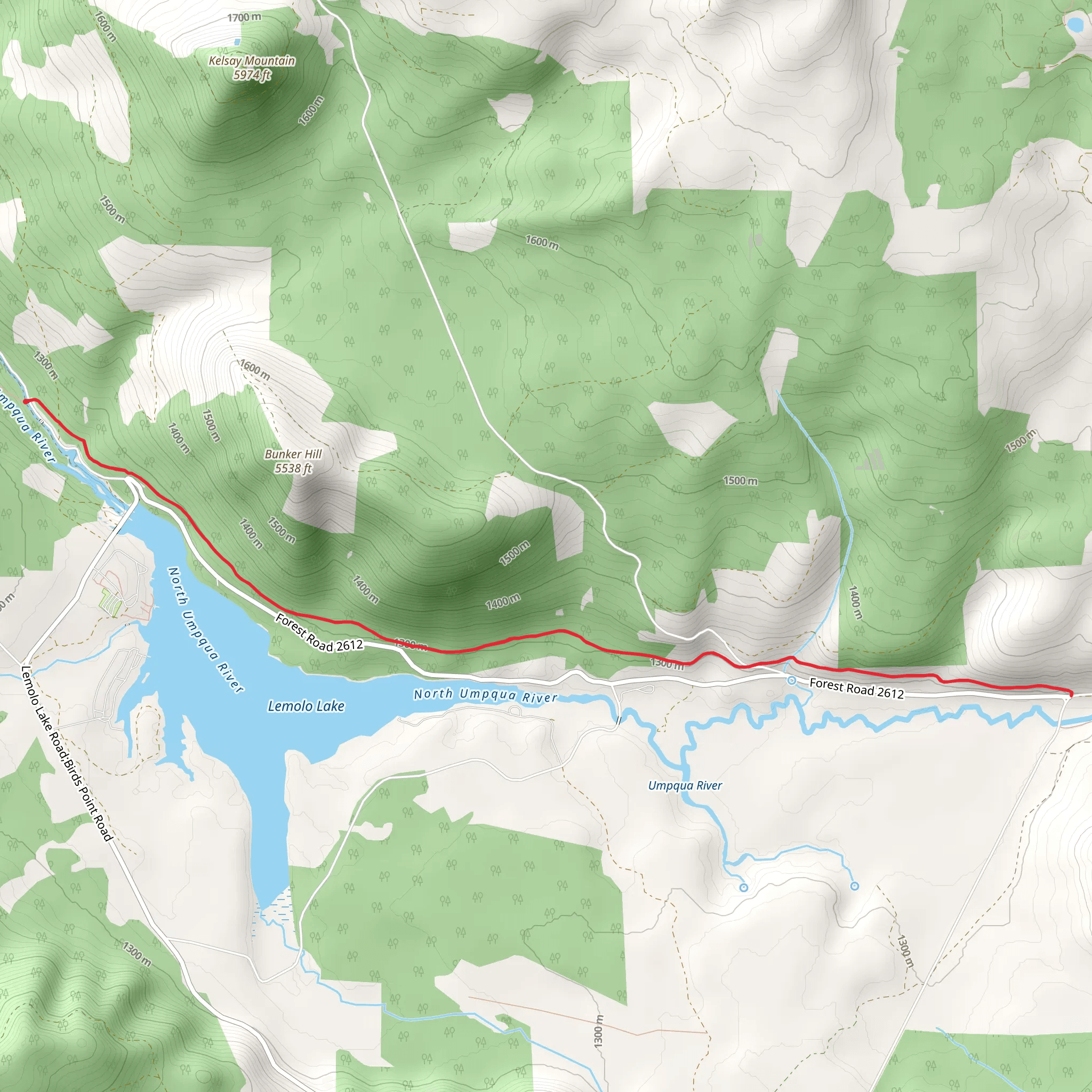 North Umpqua Trail - Lemlo Lake mobile static map