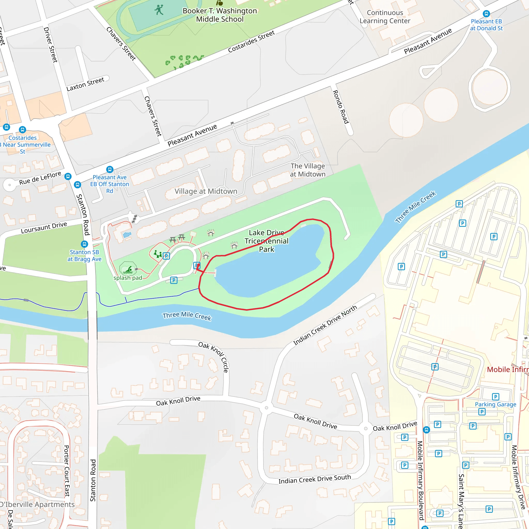 Lake Drive Tricentennial Park Loop mobile static map