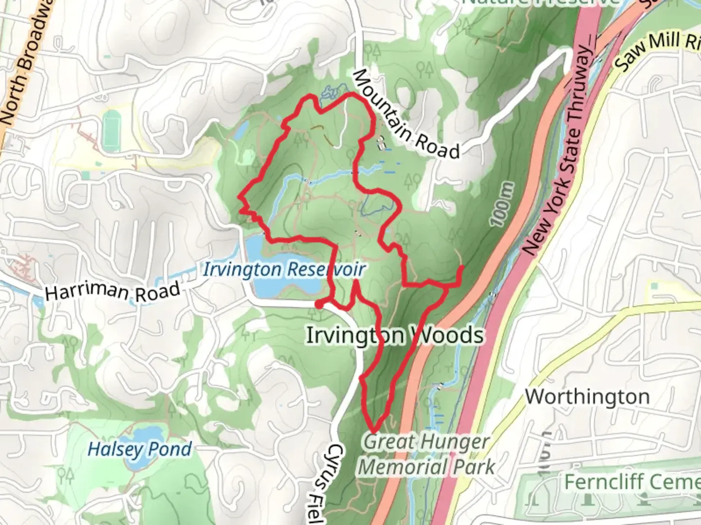 An image depicting the trail Hermit's Grave Trail Loop and its surrounding area.