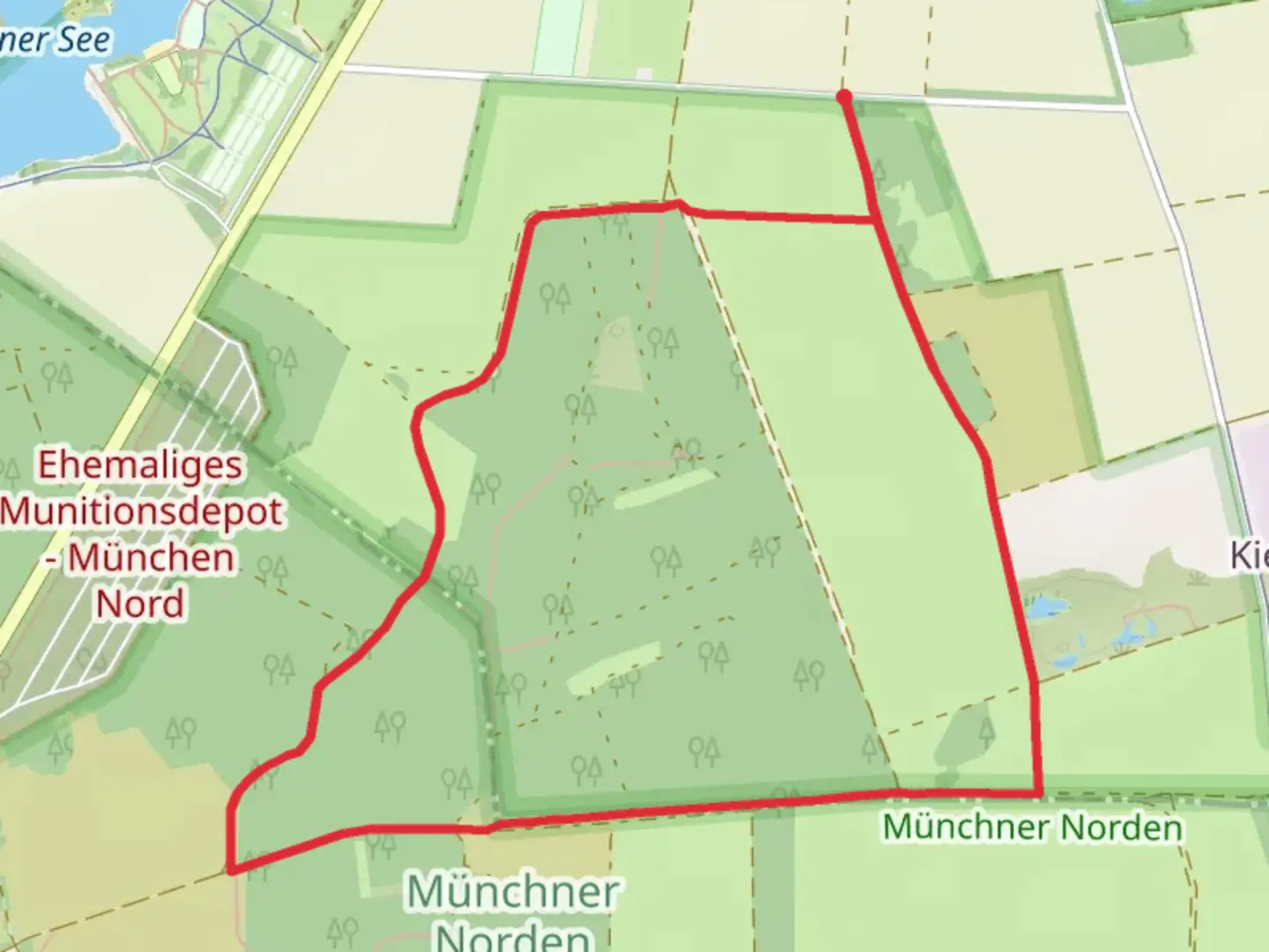 An image depicting the trail Mallertshofer Holz mit Heiden Loop and its surrounding area.