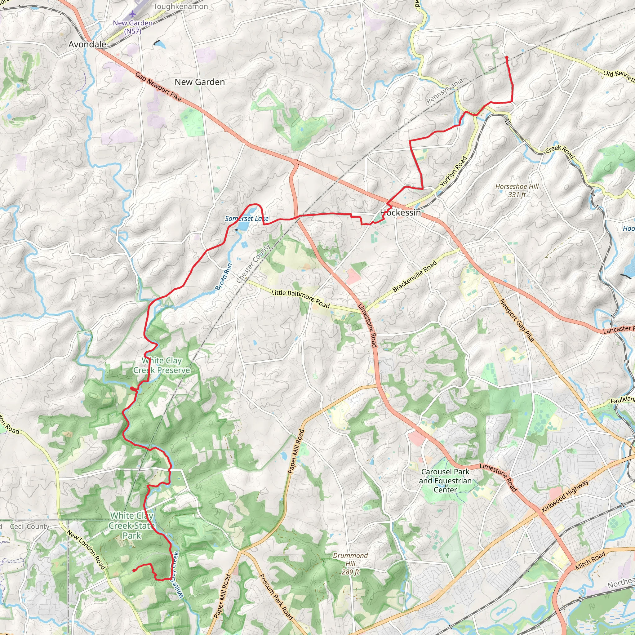Mason Dixon Trail - Delaware and White Creek mobile static map
