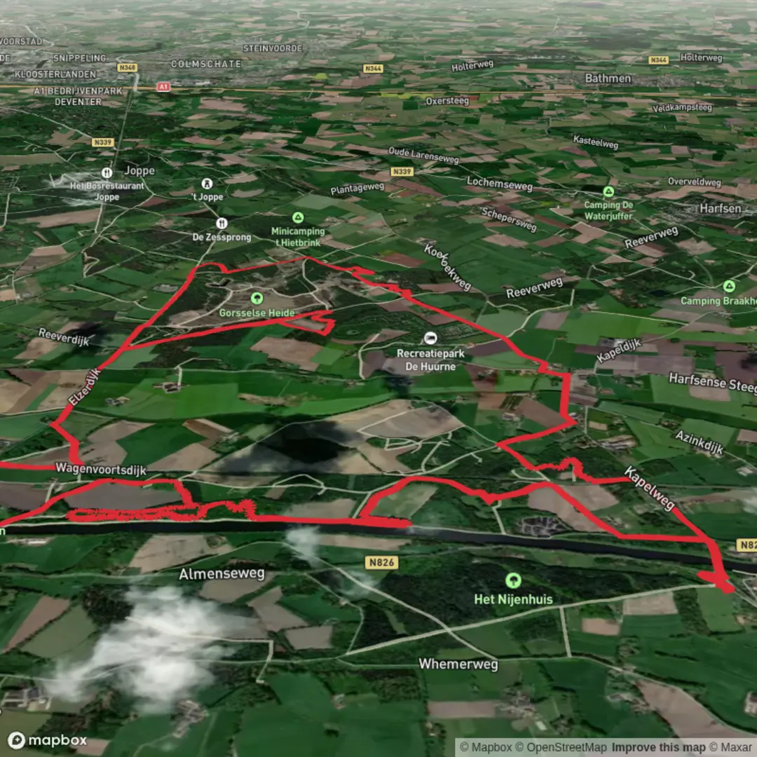 An image depicting the trail Rondje Twentekanaal and Stephen Kamphuis Track and its surrounding area.