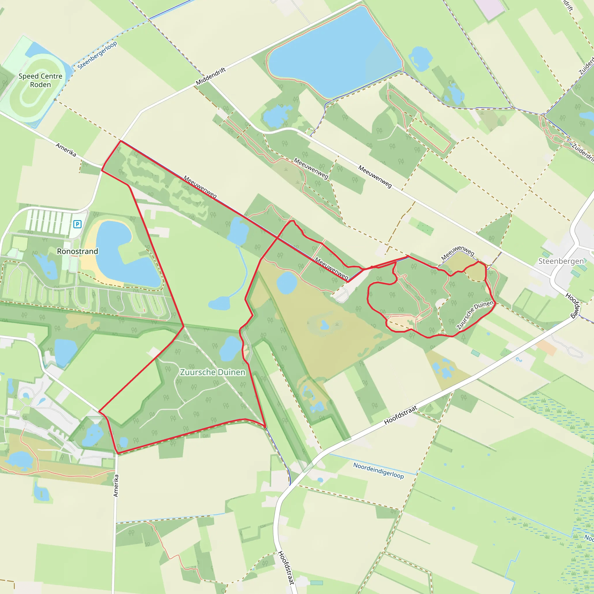 Zuursche Duinen and Vakantiepark Ronostrand Loop mobile static map