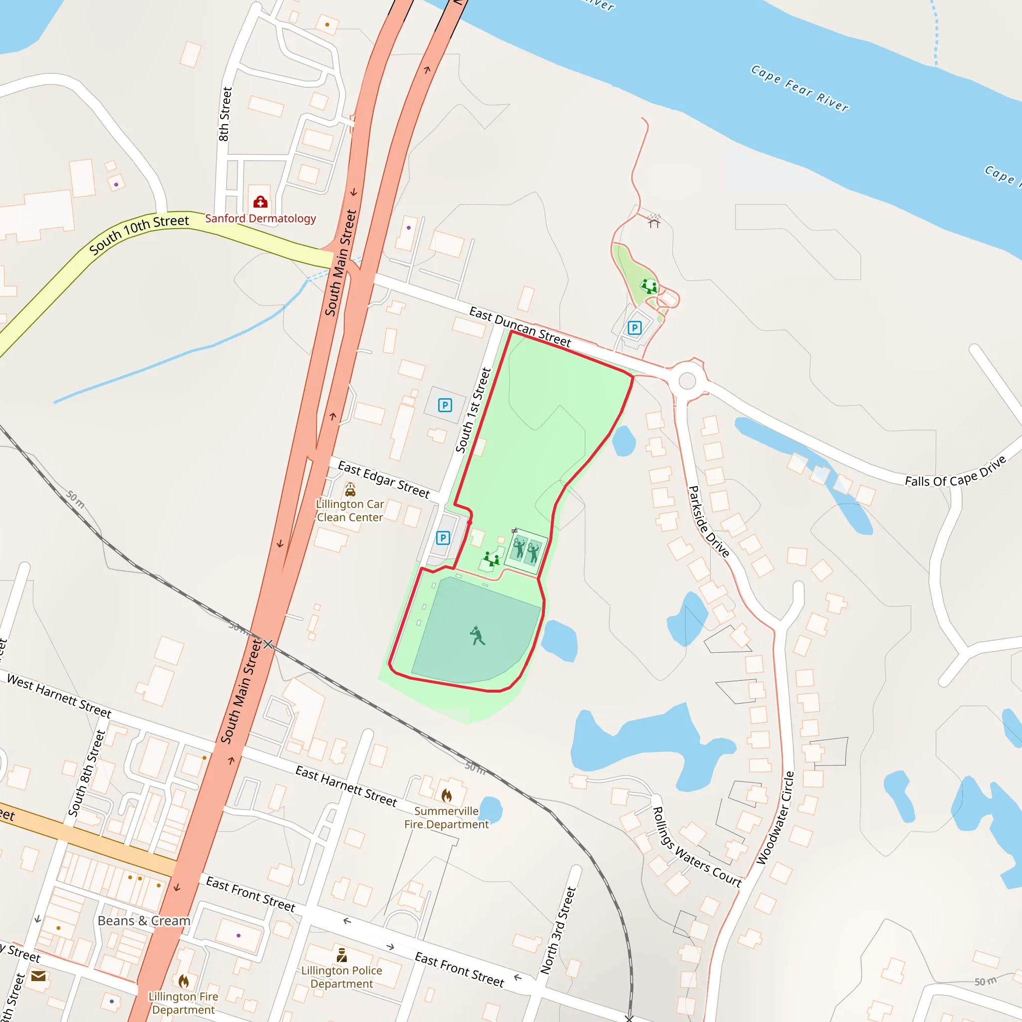 Lillington Recreation Park Loop mobile static map