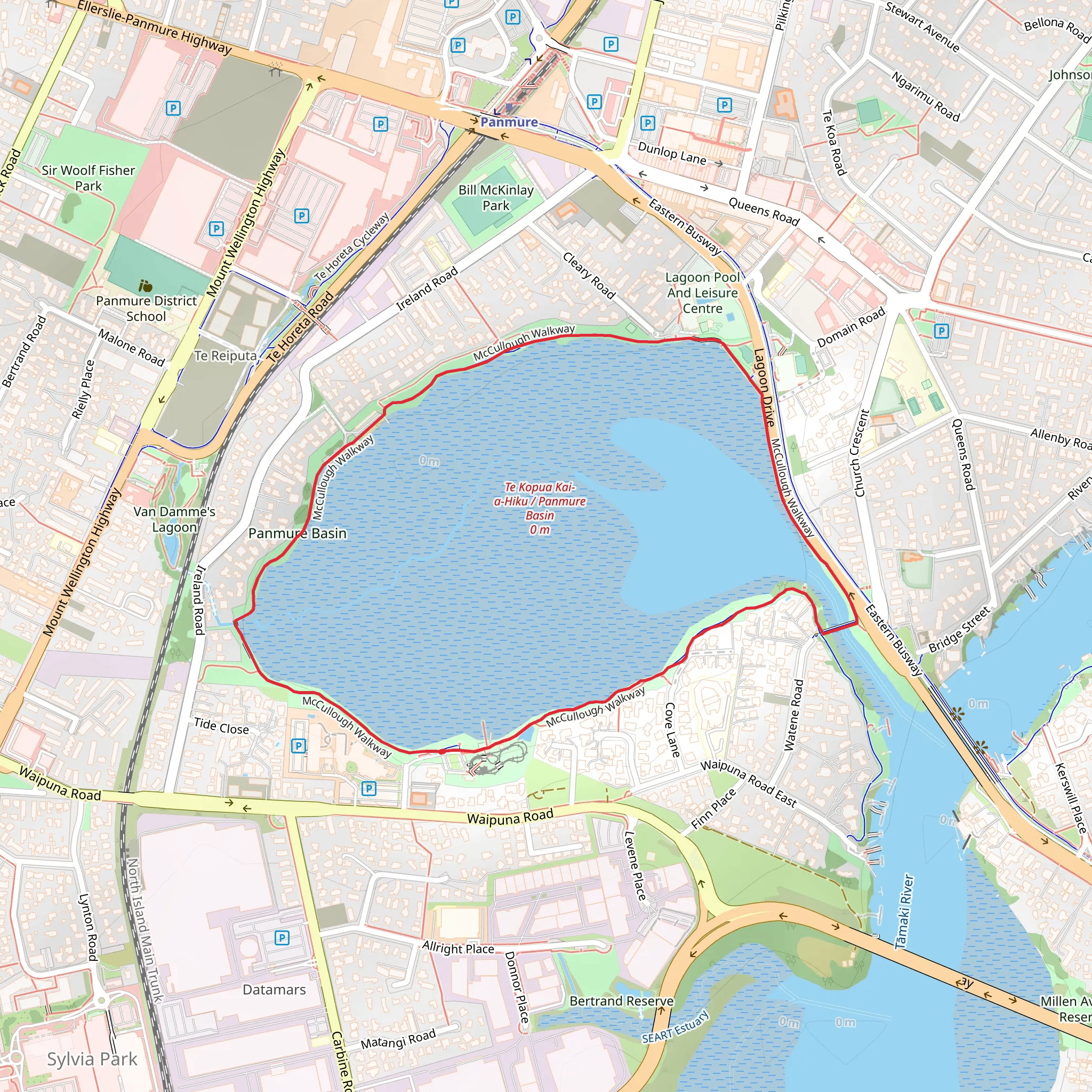Panmure Basin Path mobile static map