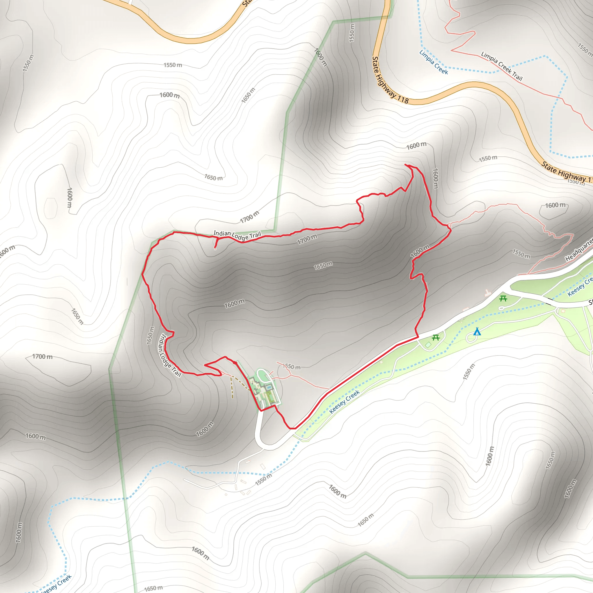Indian Lodge Loop Trail mobile static map