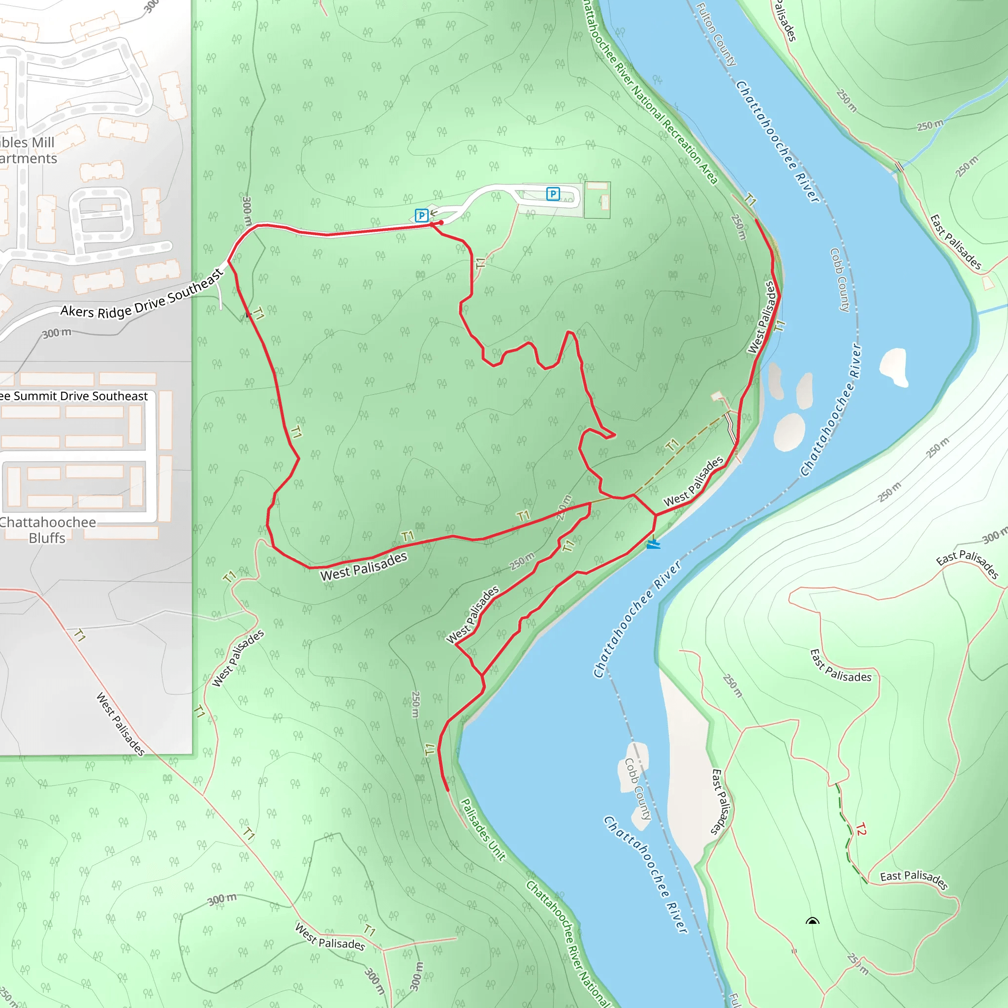 Chattahoochee River Loop via West Palisades mobile static map