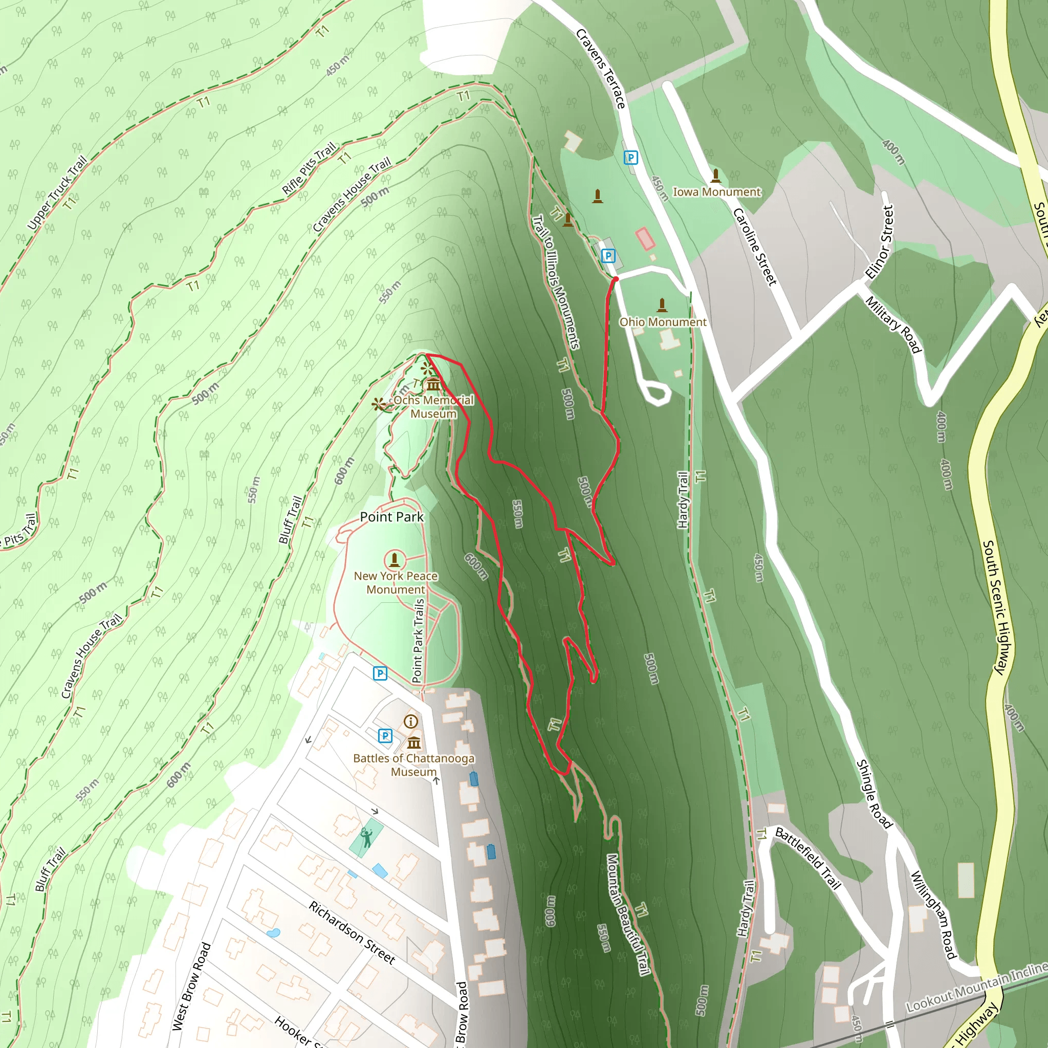 Old Incline and Mountain Beautiful Loop Trail mobile static map