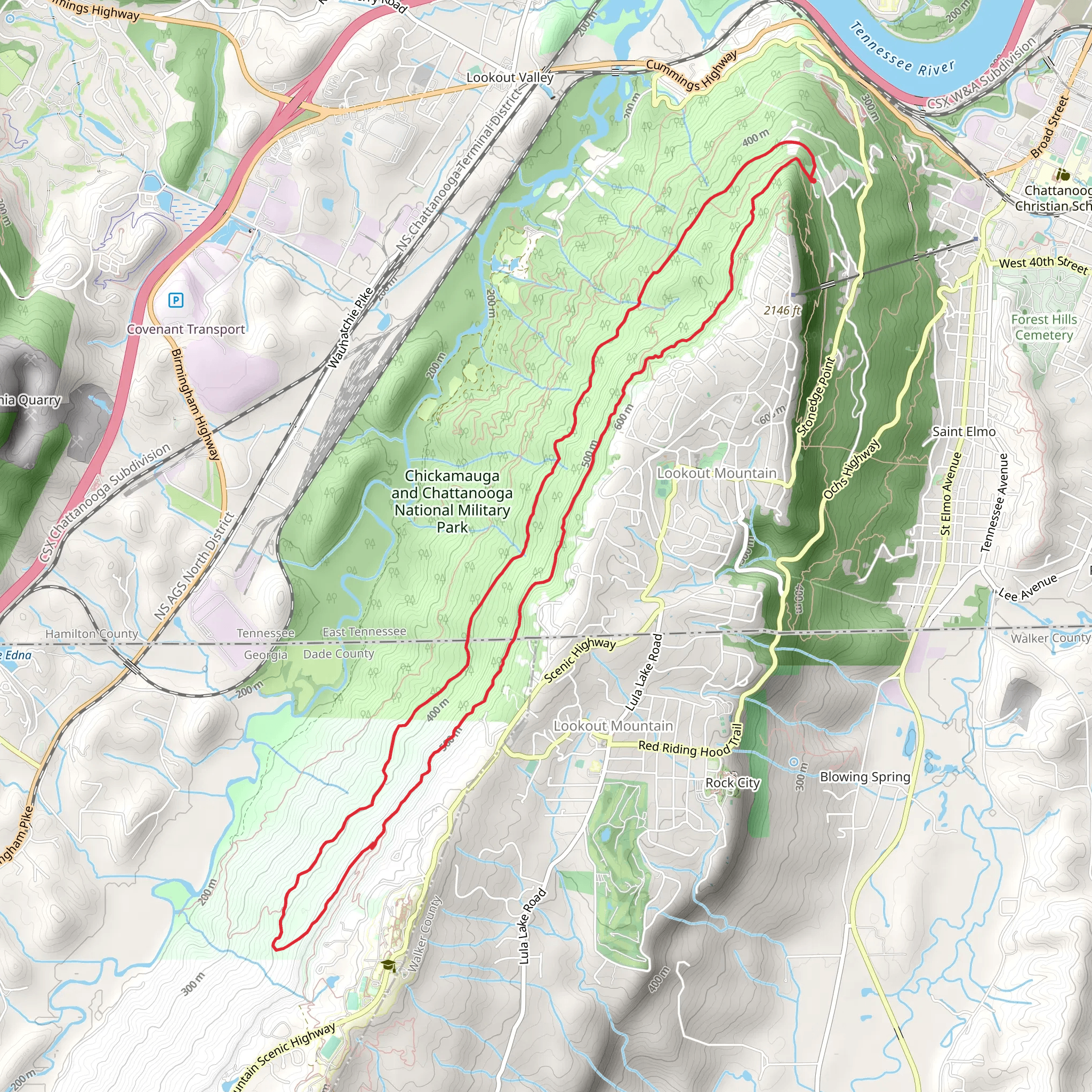 Cravens House Trail, Bluff Trail and Upper Loop Trail mobile static map