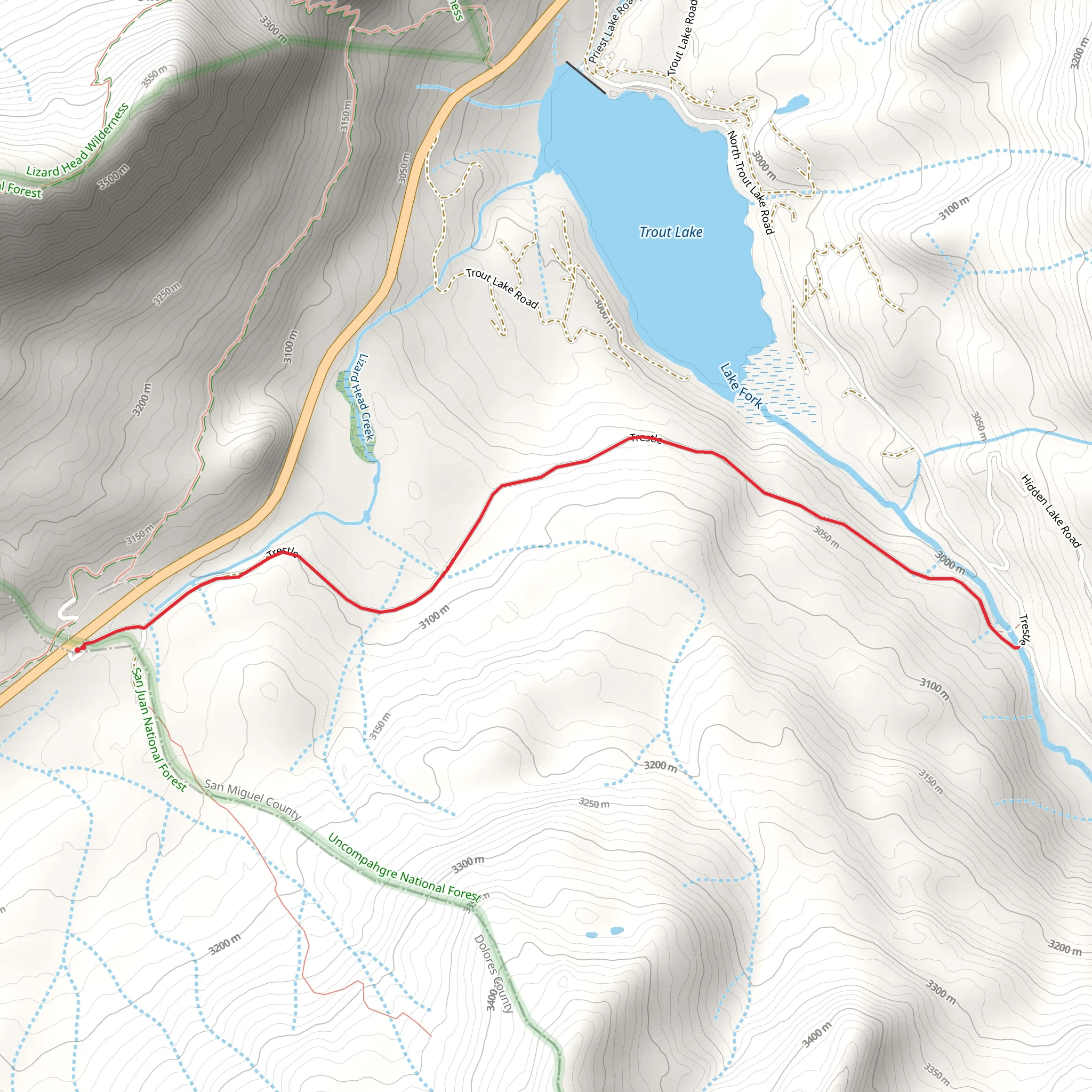 Trestle from Lizard Head Pass mobile static map