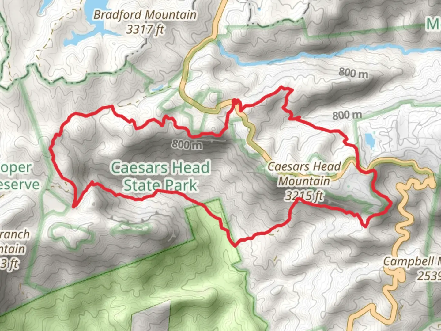 An image depicting the trail Mathews Cree, Foothills Trail and Coldspring Connector Trail and its surrounding area.