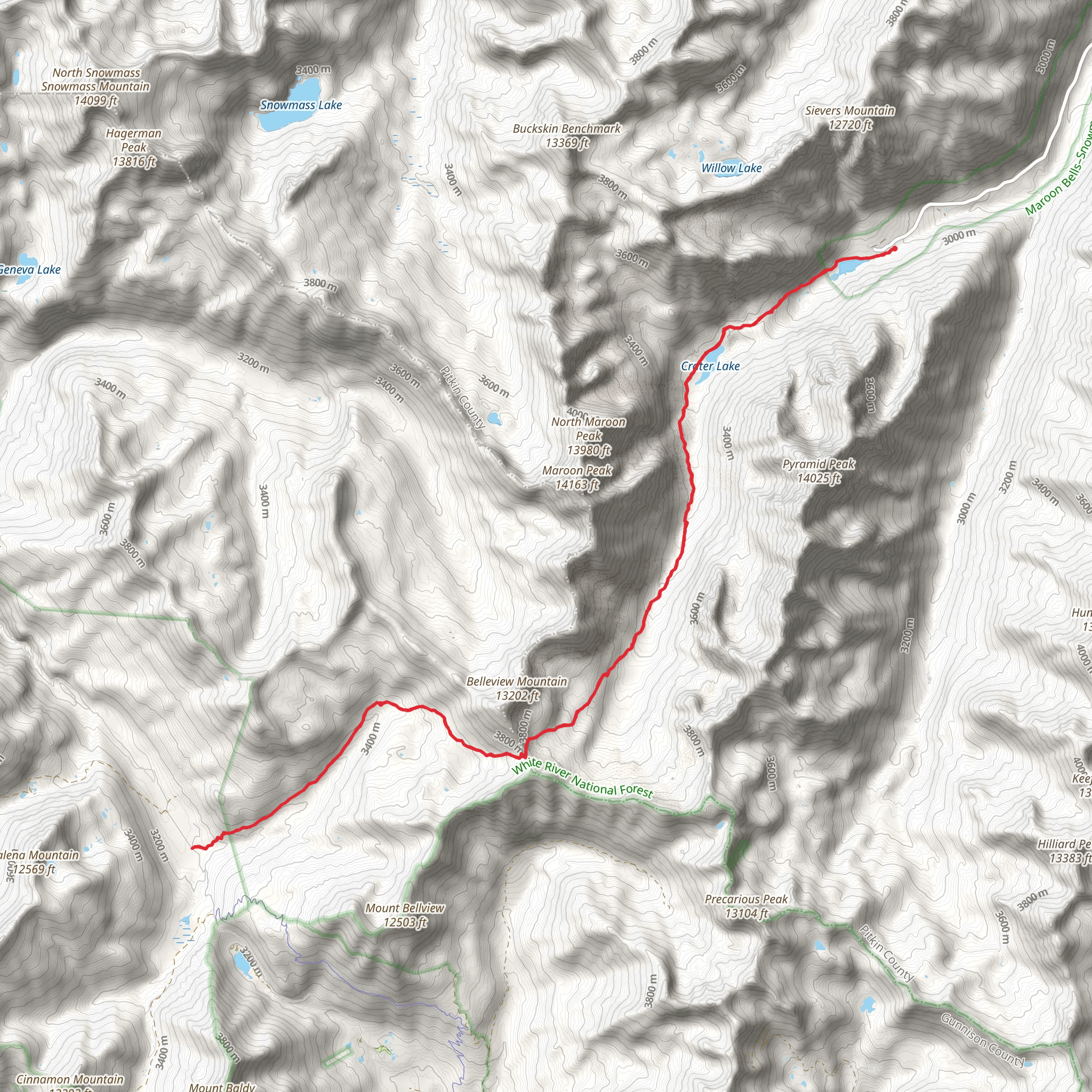 West Maroon Trail mobile static map