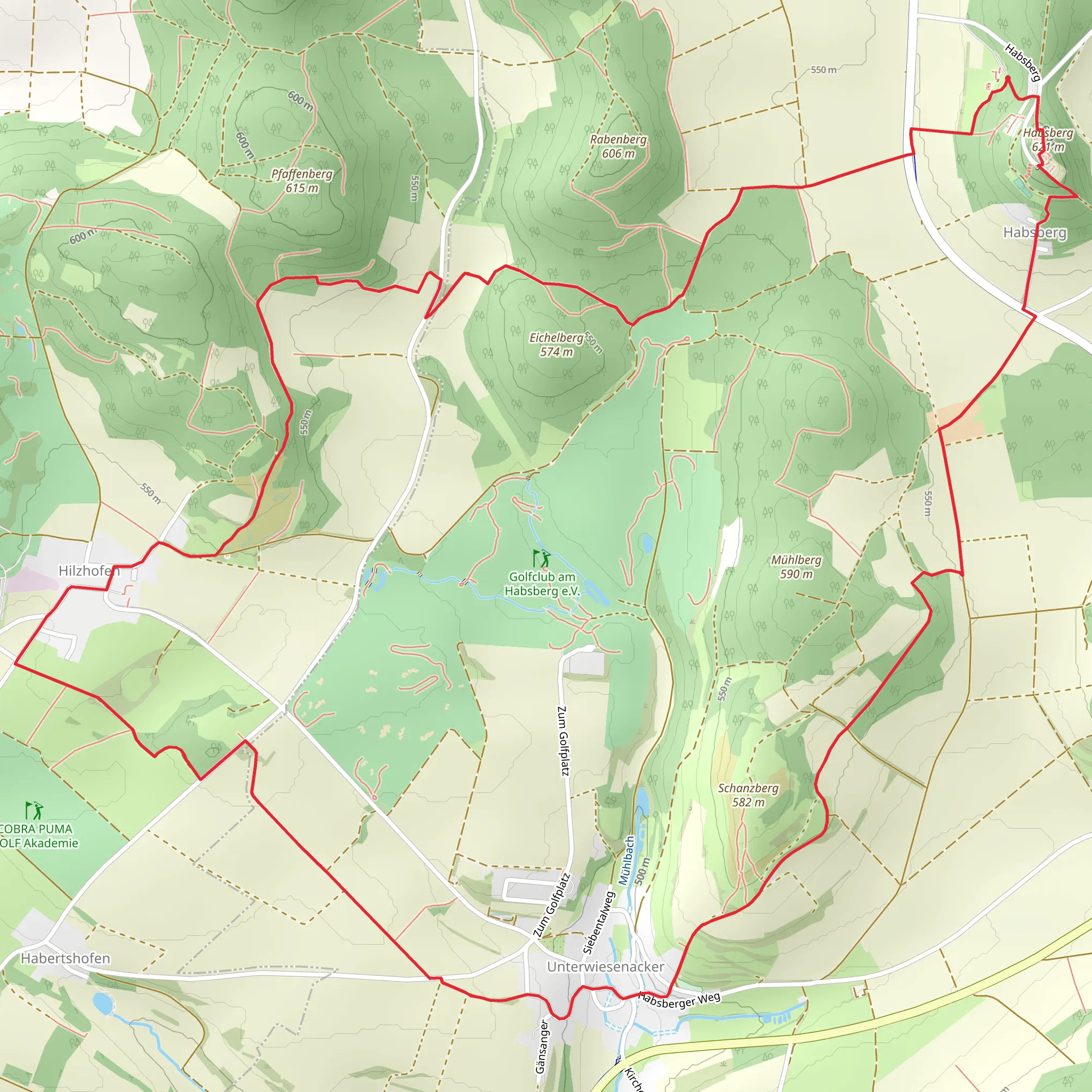 Habsberg via Jurasteig Schlaufe and Gruenkreuz mobile static map