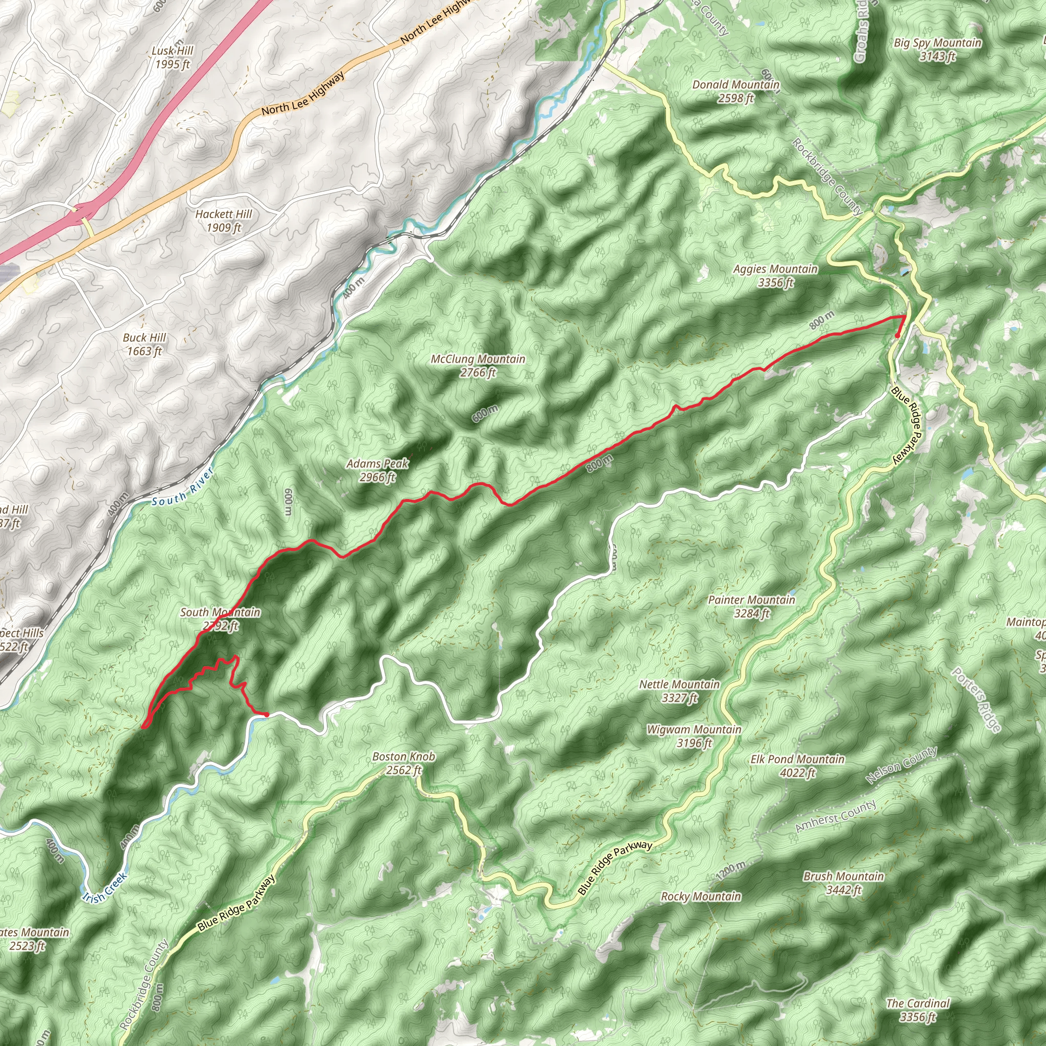 Whetstone Ridge Trail mobile static map