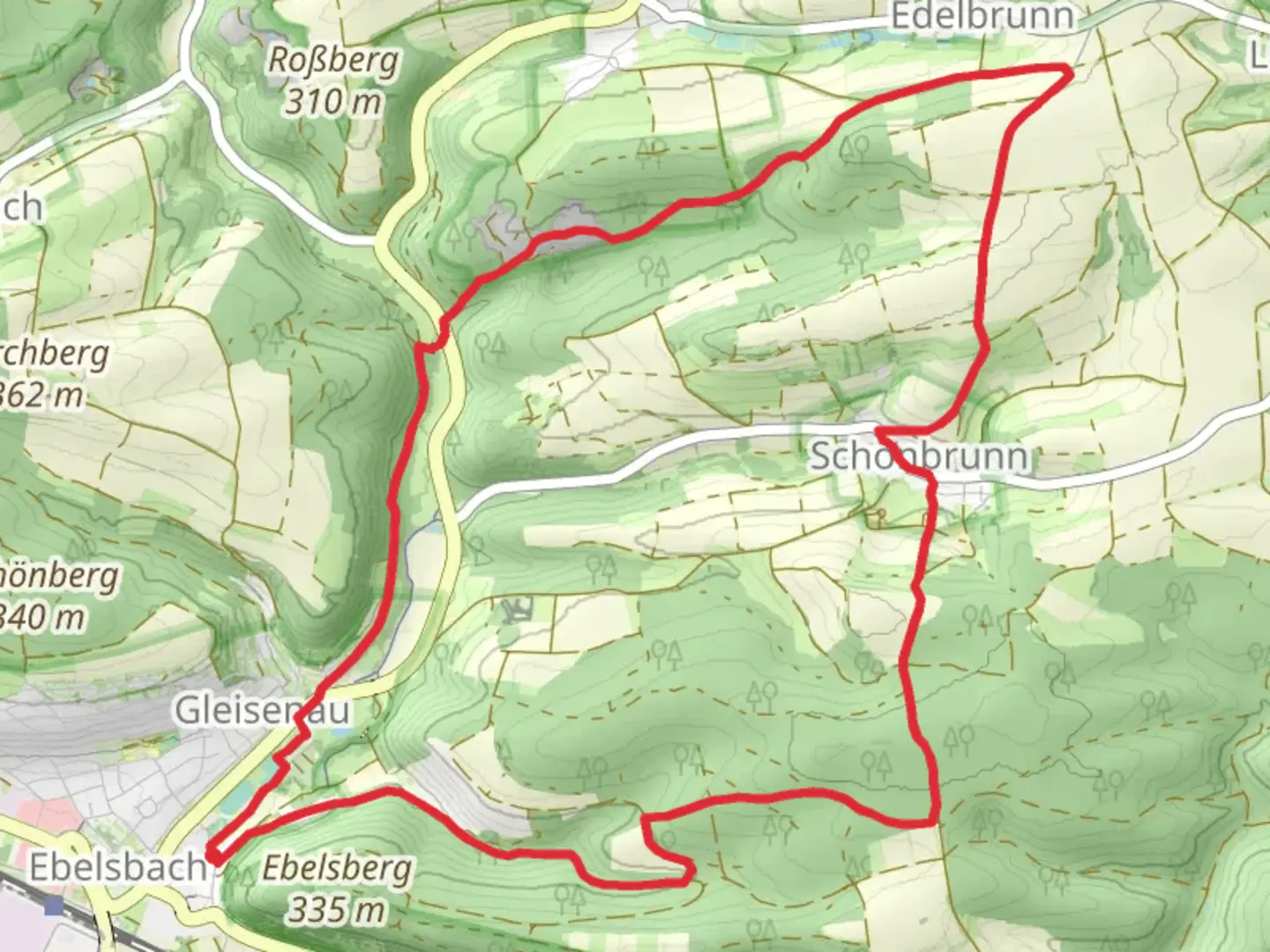 An image depicting the trail Milan Ebelsbach and Maus Ebelsbach and its surrounding area.