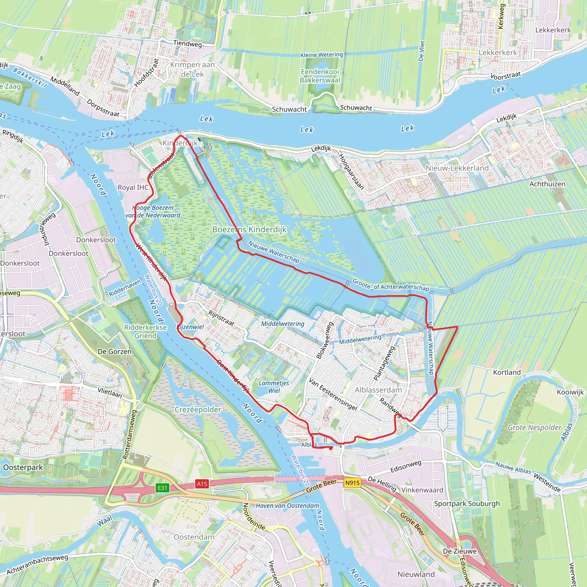 Lammetjes Wiel and Nieuwelwaterschap via West Kinderdijk mobile static map
