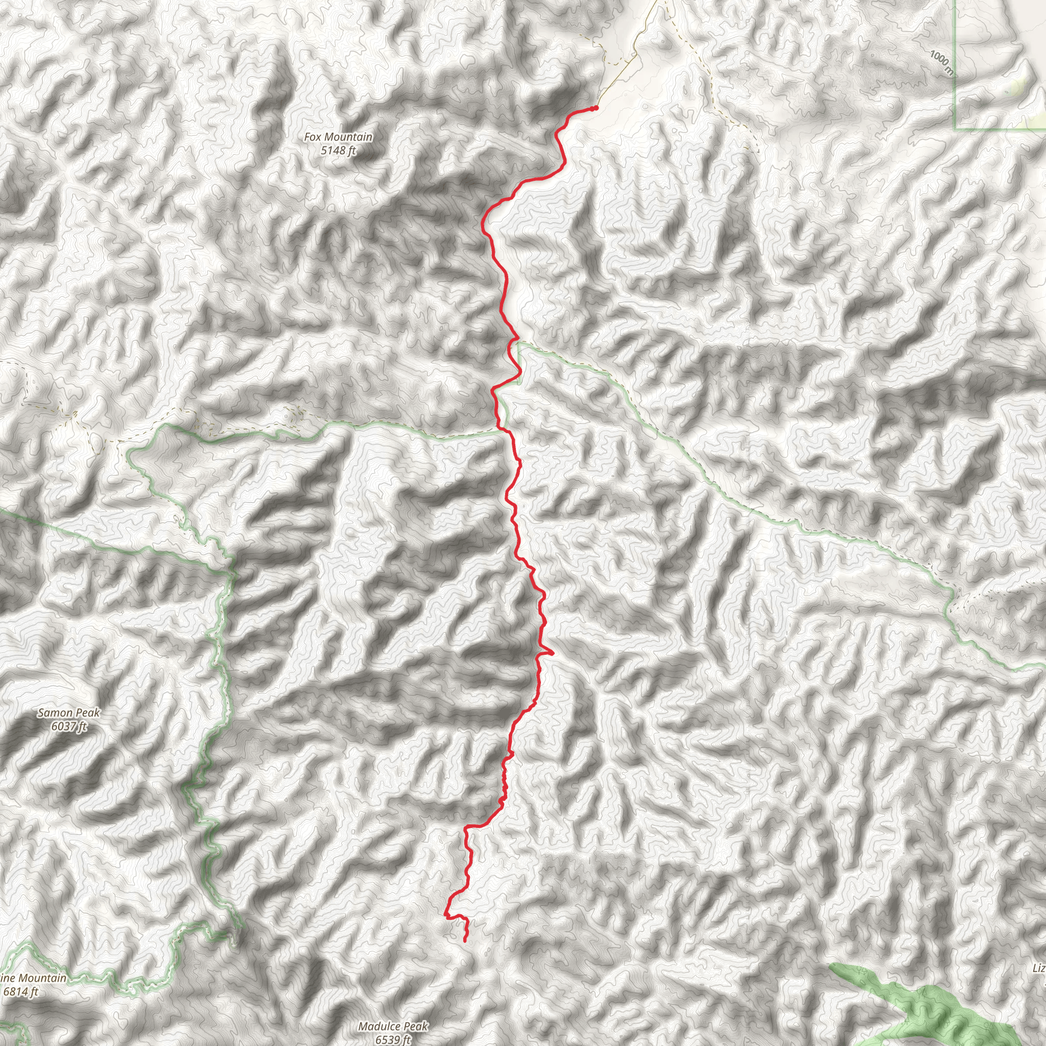 Santa Barbara Canyon Trail mobile static map