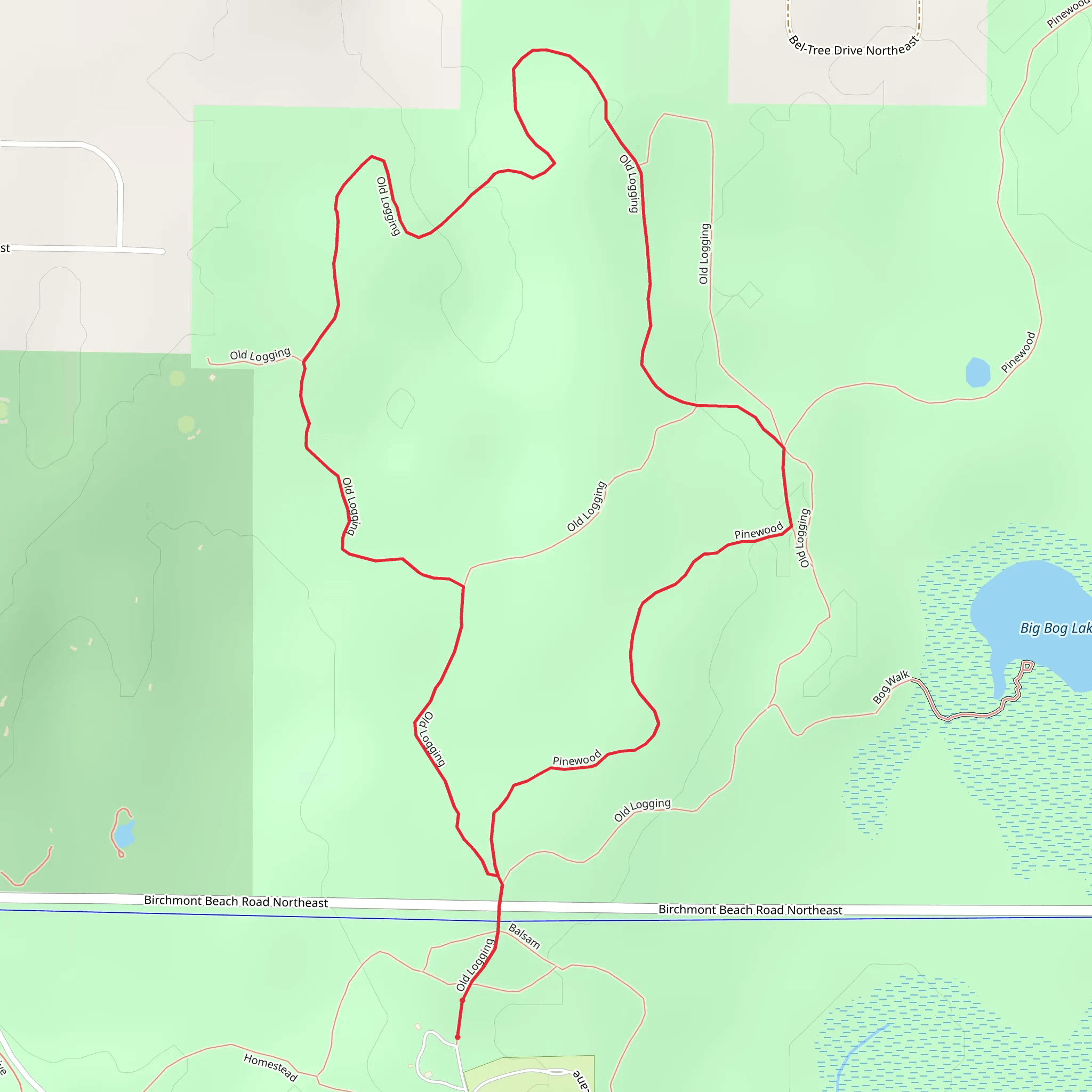 Old Logging and Pinewood Big Loop mobile static map