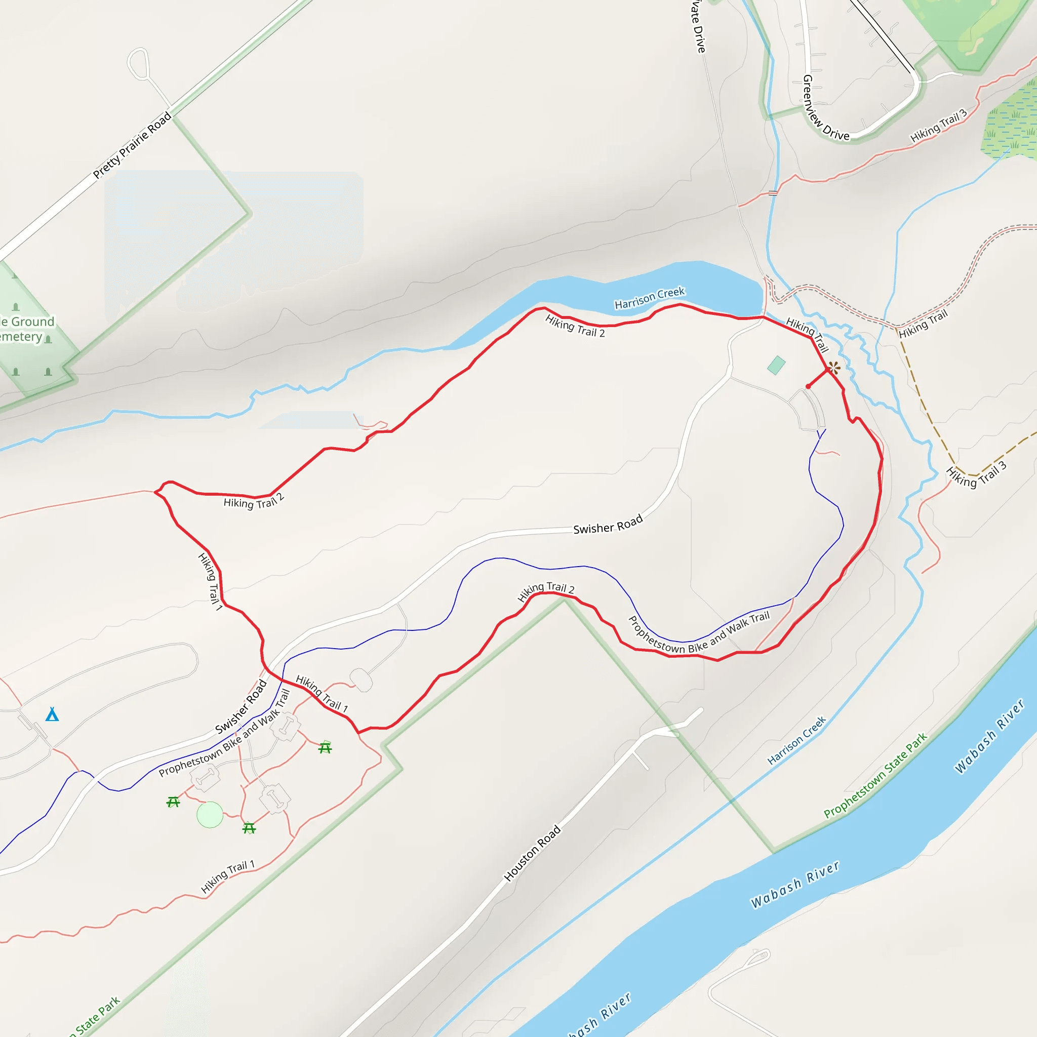 Hiking Trail 1 and Hiking Trail 2 Loop mobile static map