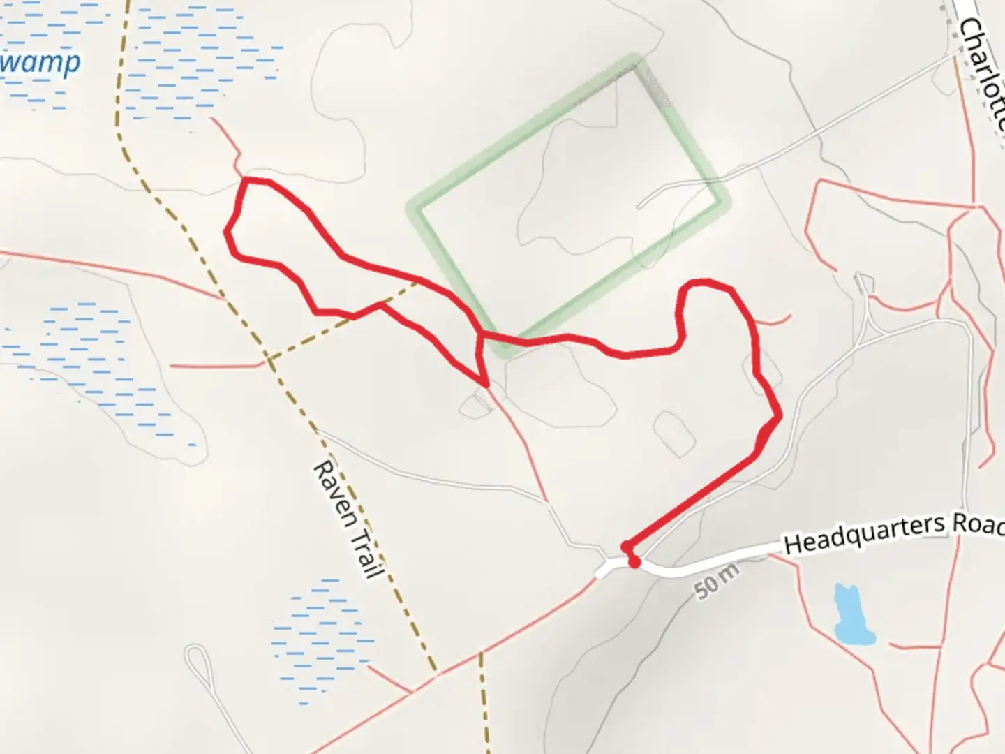 An image depicting the trail Raven Trail Loop and its surrounding area.